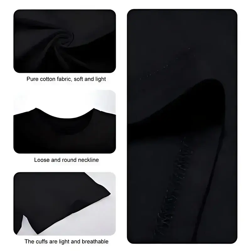 Mens Plus Size Loose T Shirt Cotton Bat Print Short Sleeve Oversized Tee Summer Casual Fashion Black Tshirt Big and Tall - photo 5