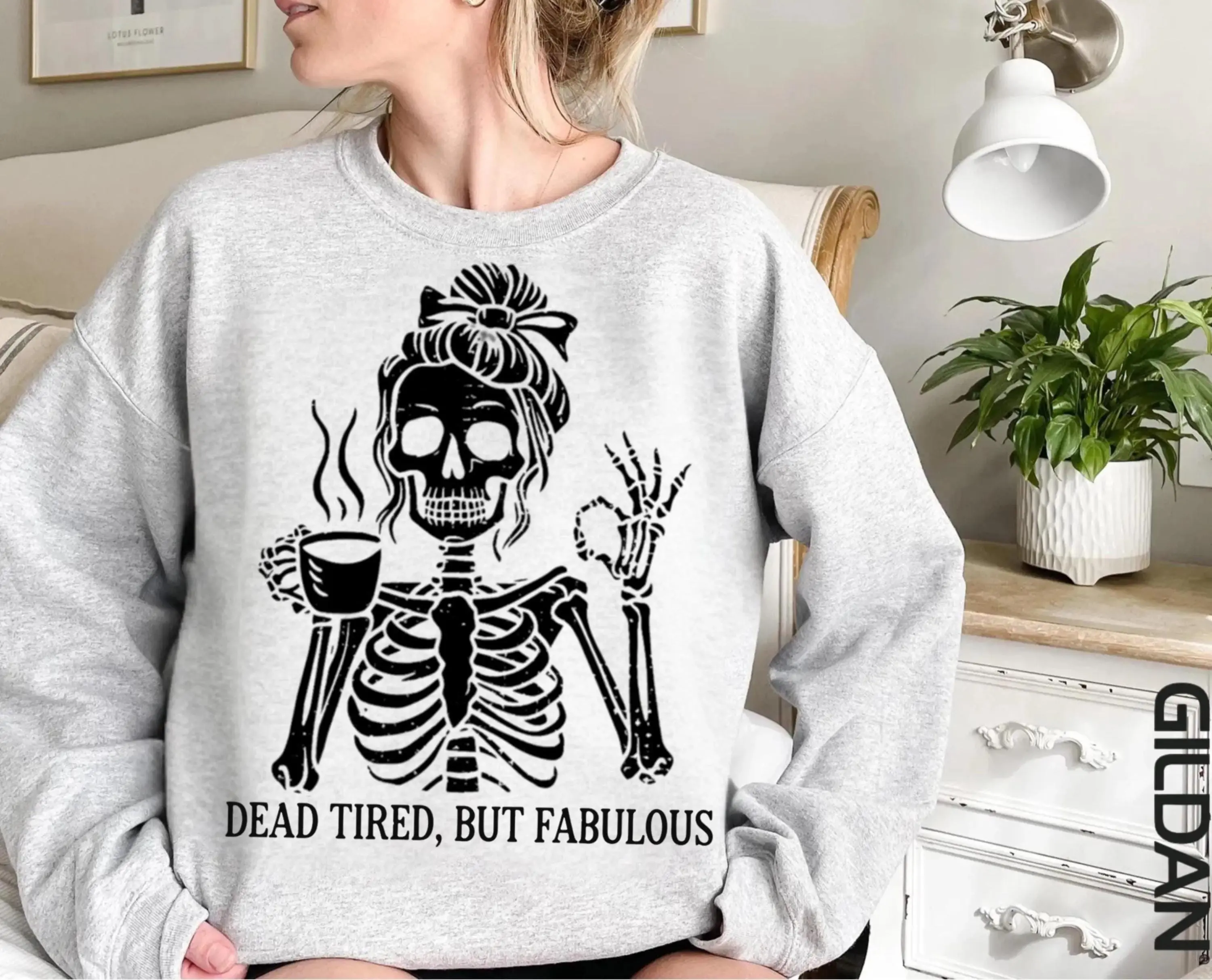 Never Better Messy Bun Skeleton Shirt, Funny Retro Halloween Skull Coffee Lover Tee For Women - photo 3