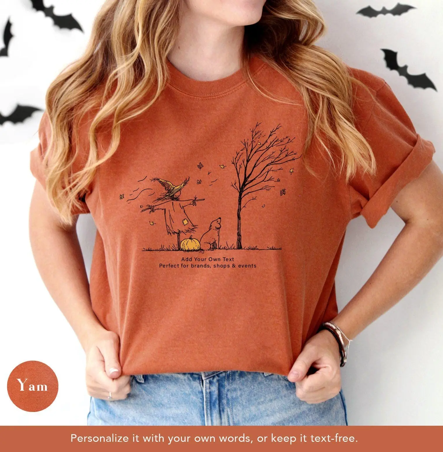 Minimalist Halloween Scarecrow Dog Pumpkin Patch Shirt, Comfort Colors Cottagecore Vintage Autumn Fall Long Sleeve Tee - photo 5