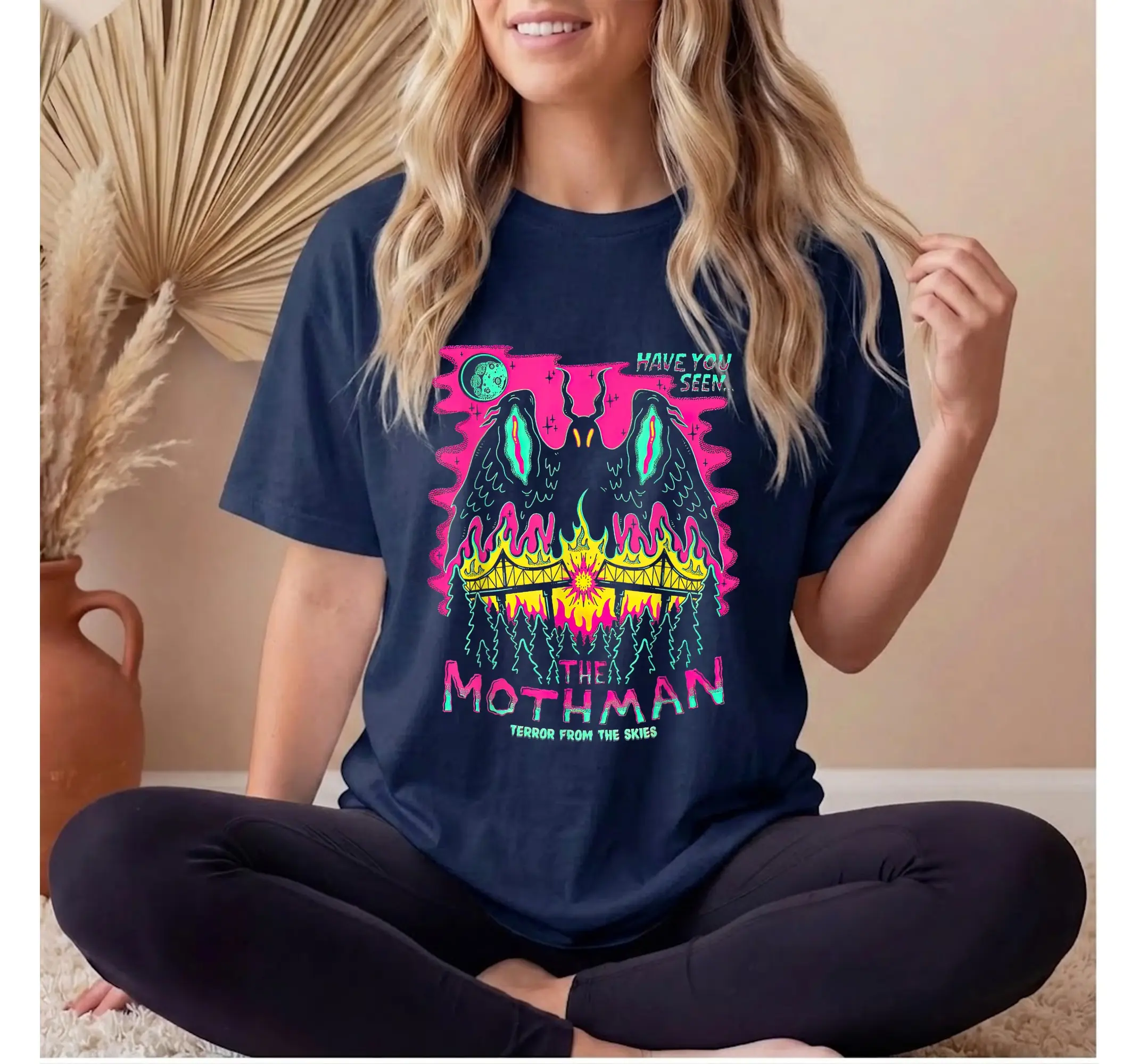 Mothman Cryptid Tee, Spooky Witch Halloween Wicked Goth Clothing Graphic Shirt