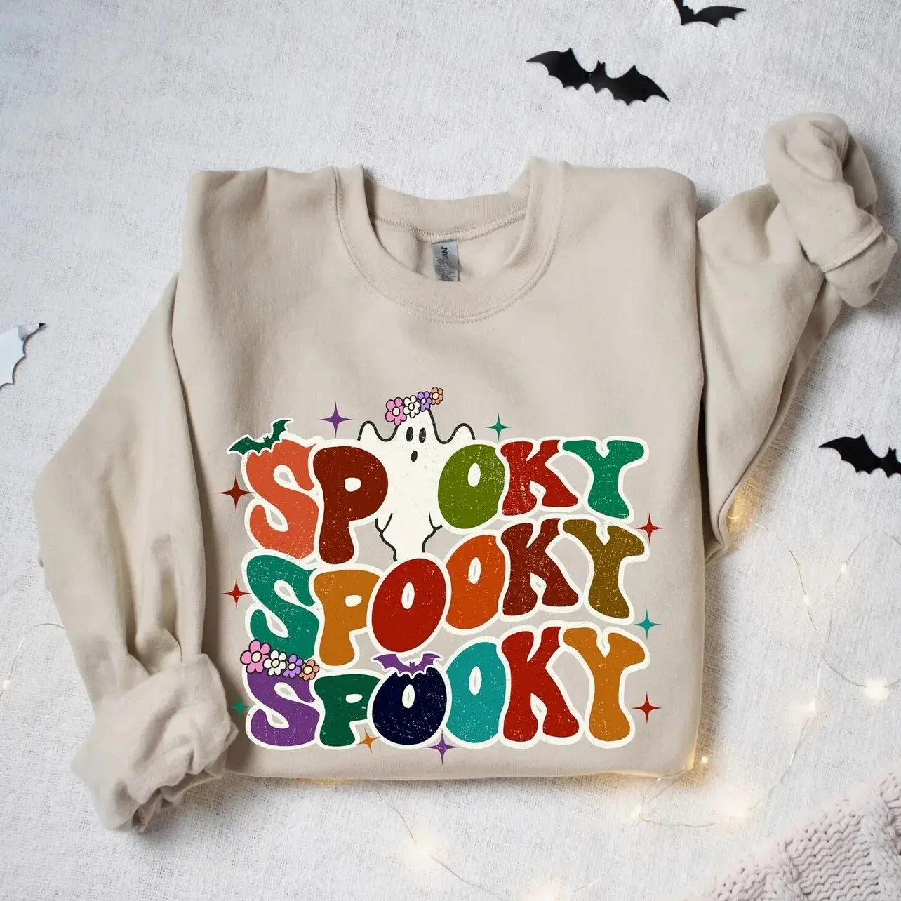 Neon Halloween Spooky Season Shirt, Cute Costume Party Graphic Tee for Women and Men