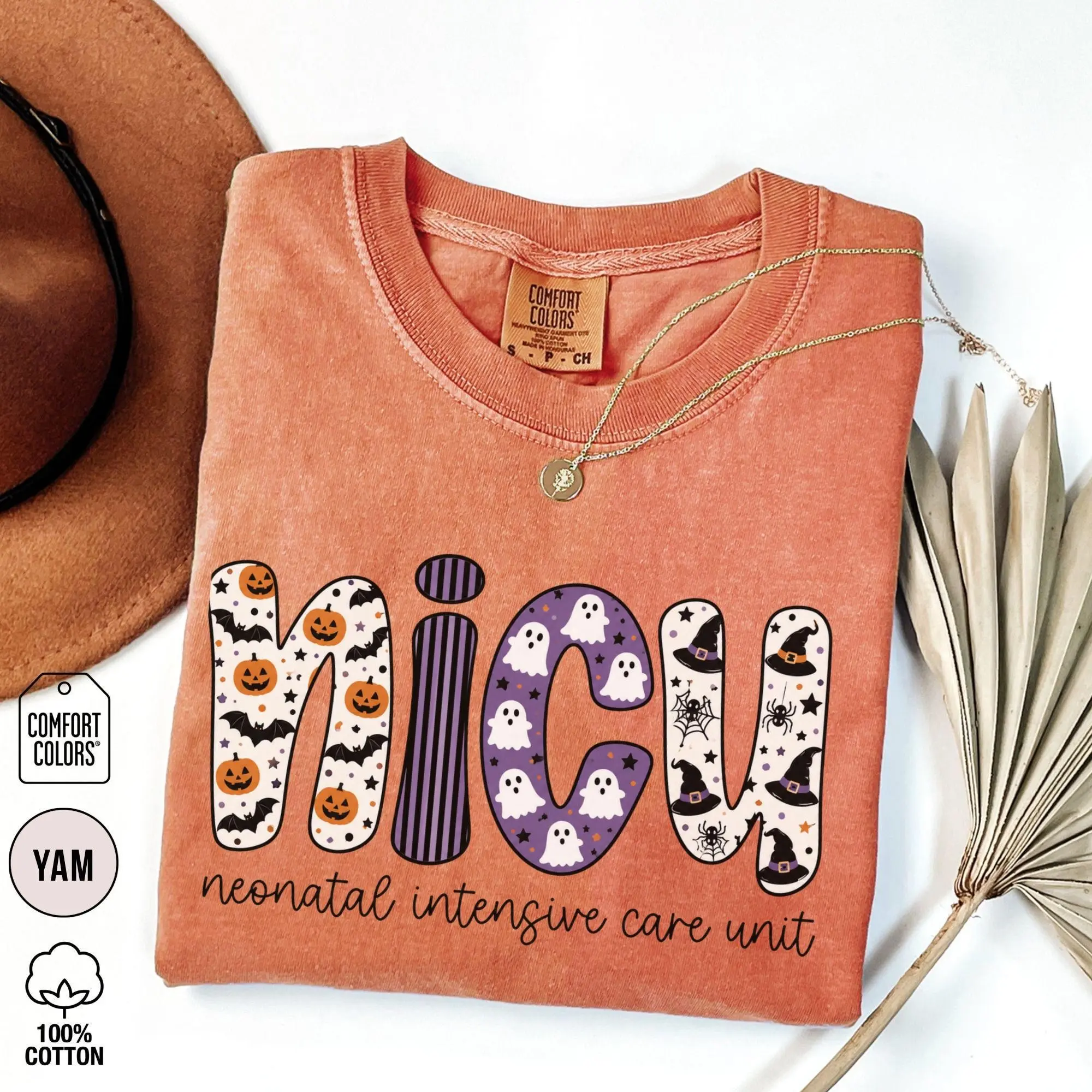 Comfort Colors NICU Halloween Shirt, Cute Spooky Neonatal ICU Nurse Tee, Preemie Fall Hospital Nursing Gift