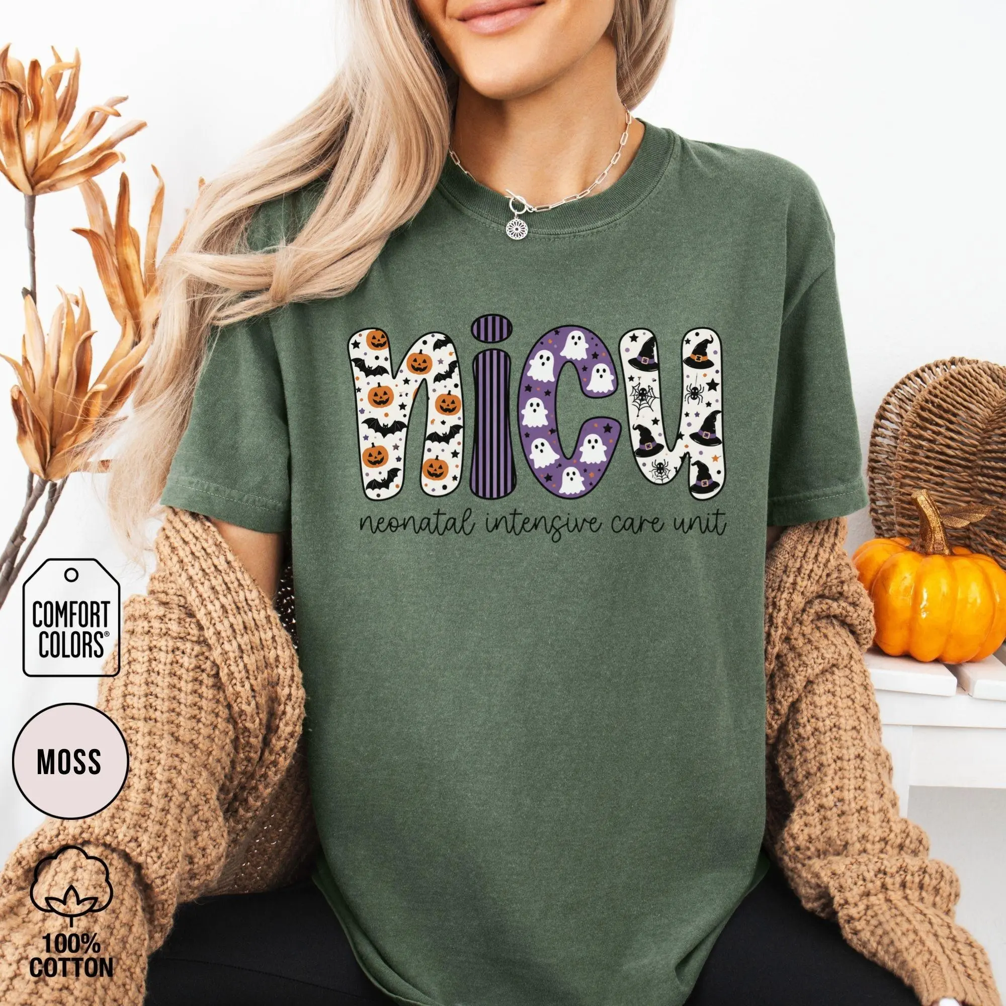 Comfort Colors NICU Halloween Shirt, Cute Spooky Neonatal ICU Nurse Tee, Preemie Fall Hospital Nursing Gift - photo 4