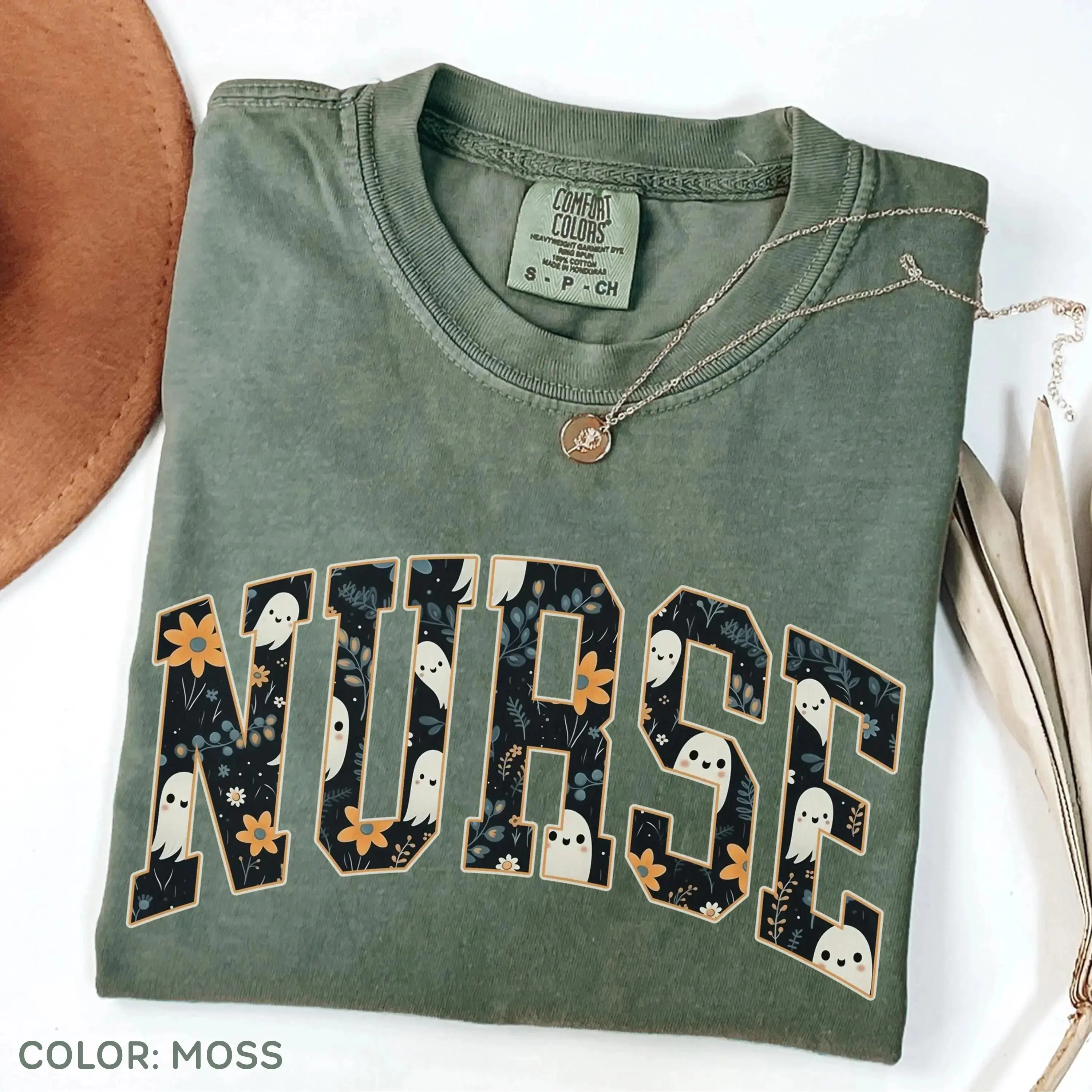 Nurse Comfort Colors Halloween Crewneck, Spooky Ghost Fall Sweatshirt, Nursing Top for Women - photo 3