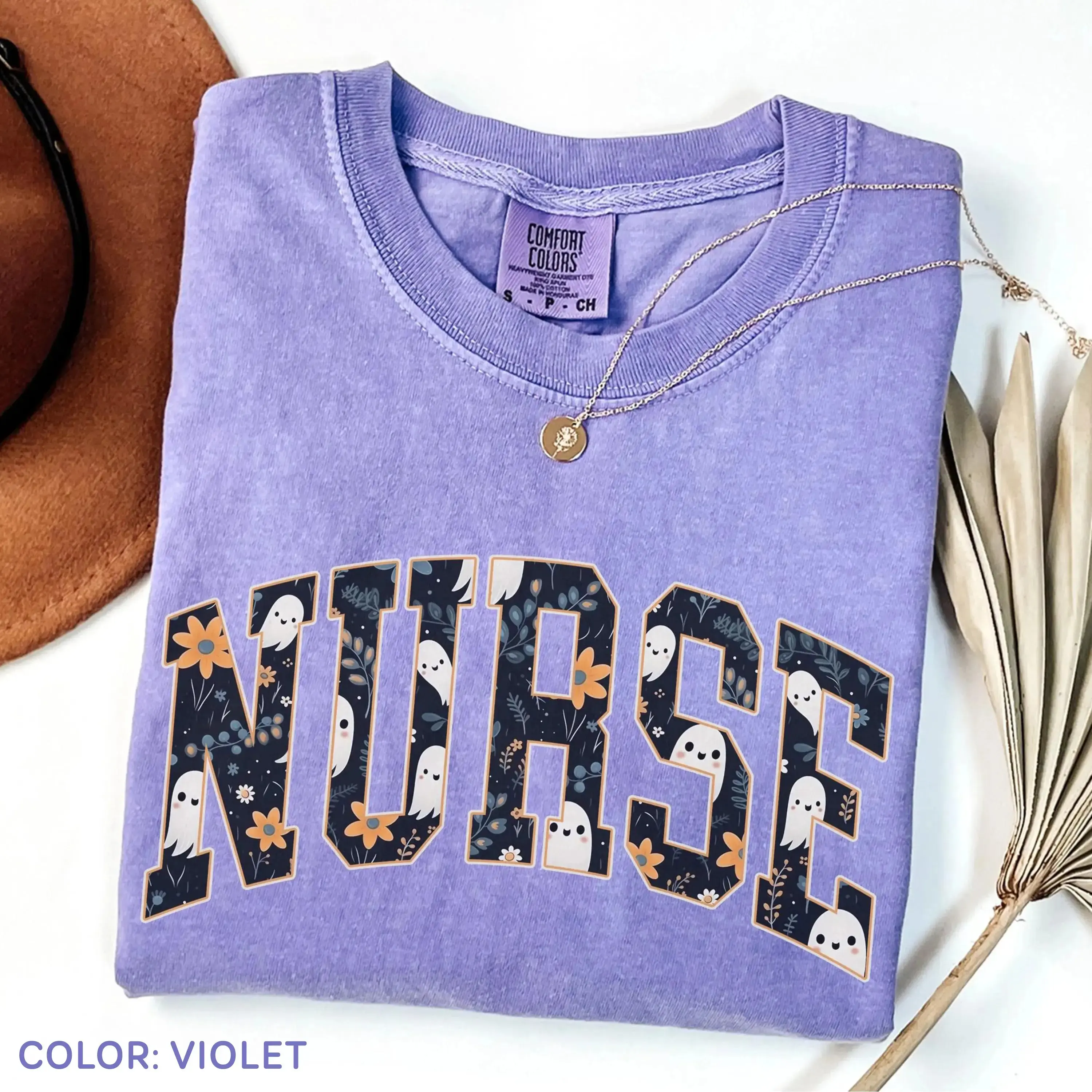 Nurse Comfort Colors Halloween Crewneck, Spooky Ghost Fall Sweatshirt, Nursing Top for Women - photo 5