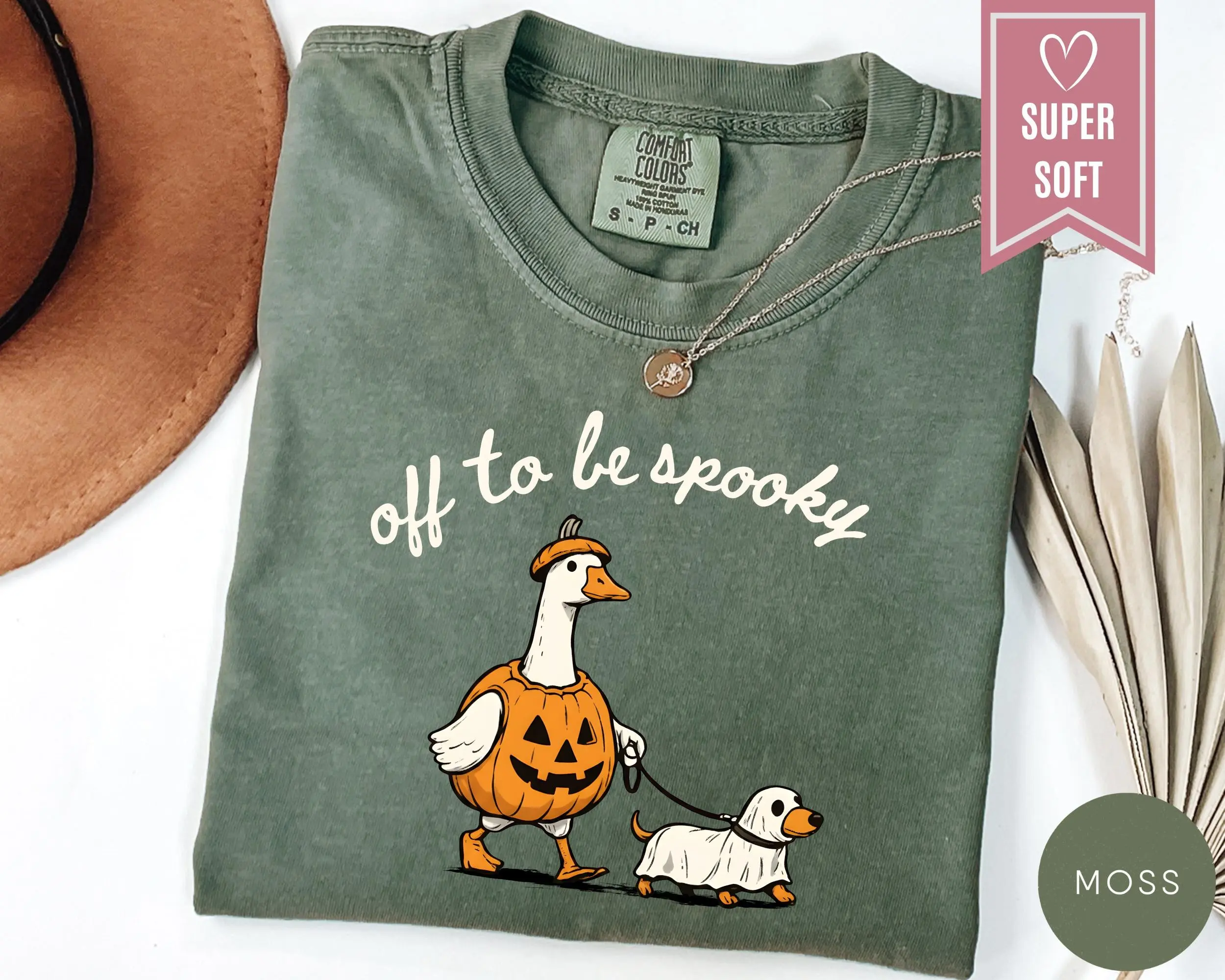 Comfort Colors Garment Dyed Off To Be Spooky Shirt, Funny Ghost Goose Dachshund Halloween Unisex Tee