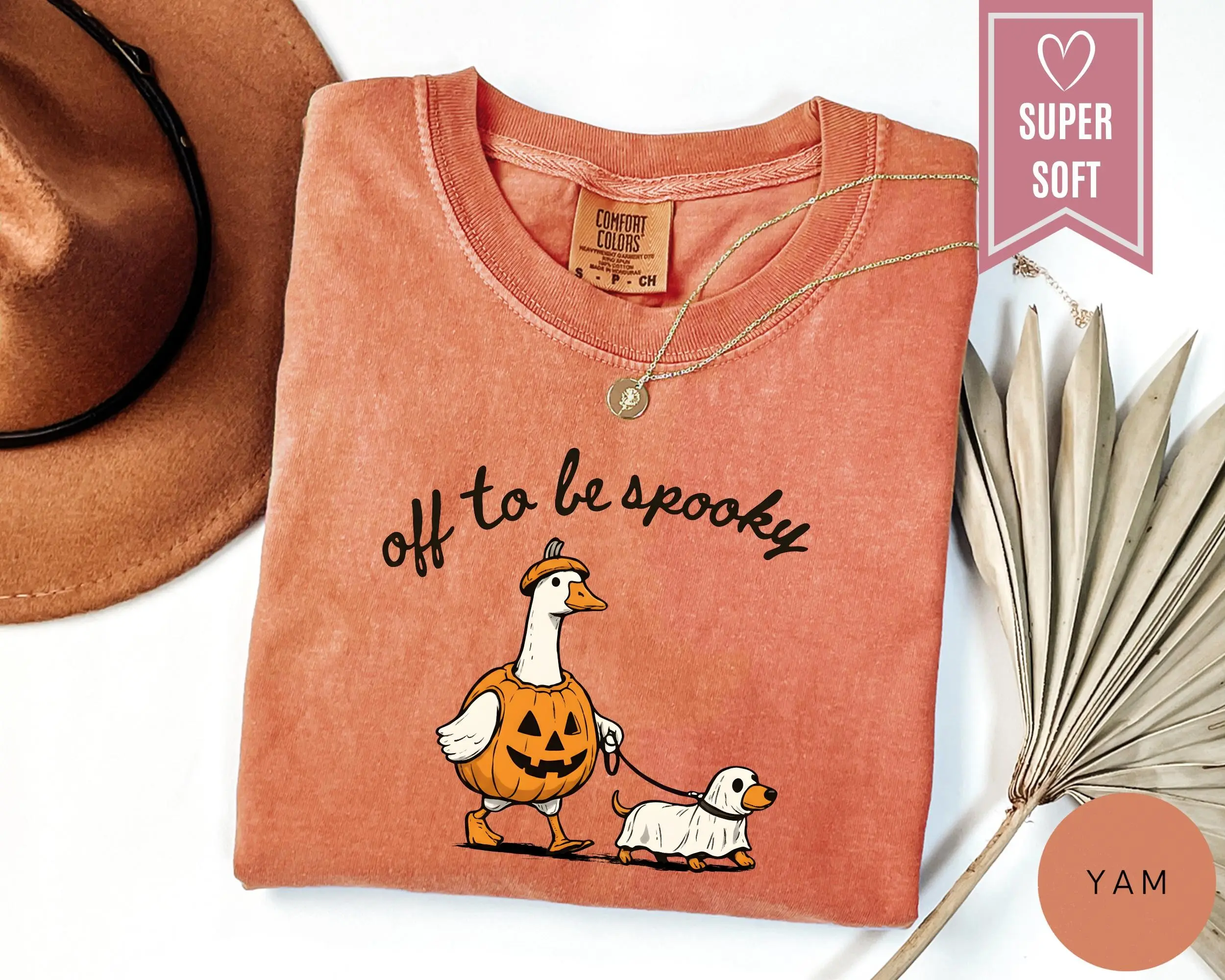 Comfort Colors Garment Dyed Off To Be Spooky Shirt, Funny Ghost Goose Dachshund Halloween Unisex Tee - photo 2