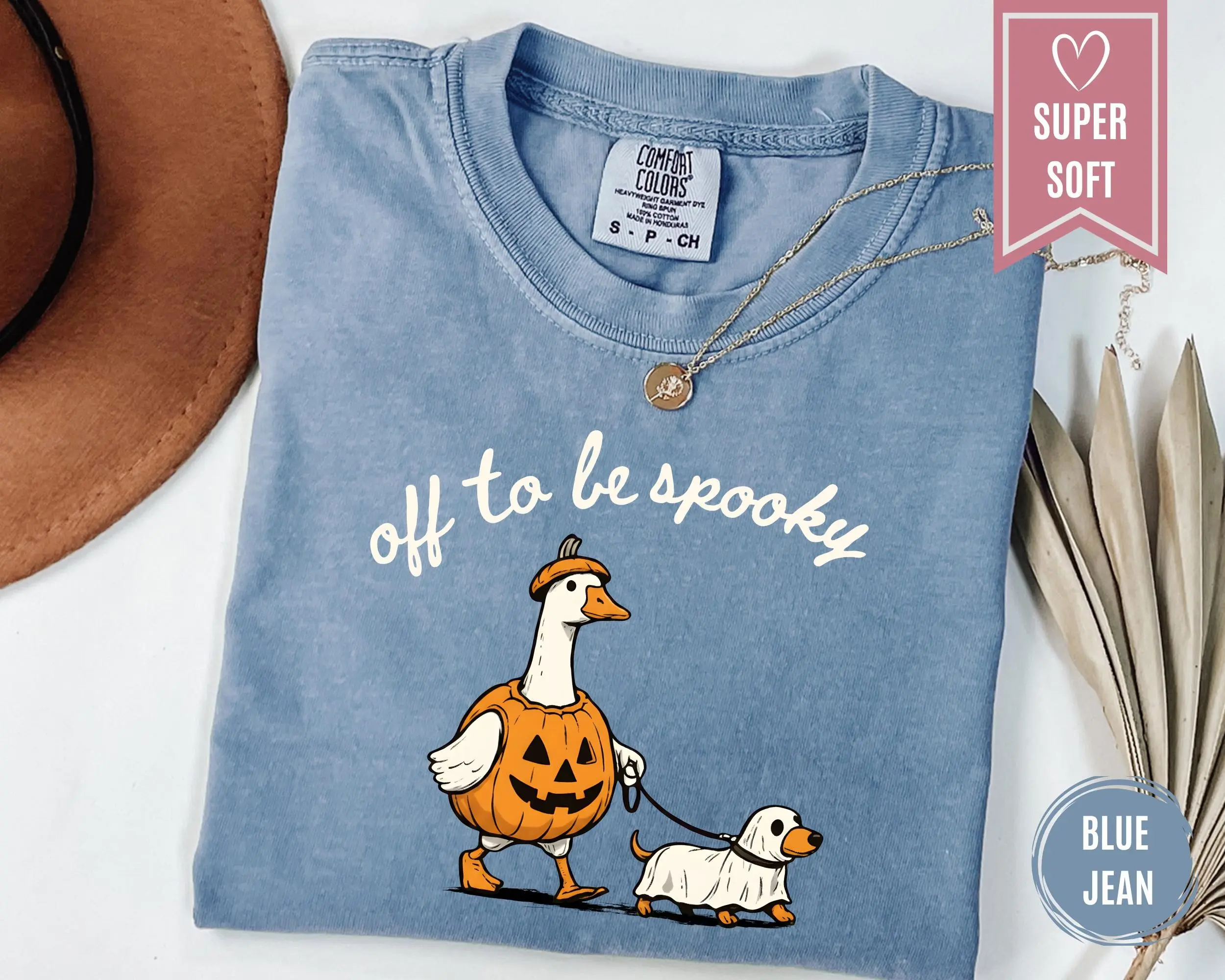 Comfort Colors Garment Dyed Off To Be Spooky Shirt, Funny Ghost Goose Dachshund Halloween Unisex Tee - photo 4