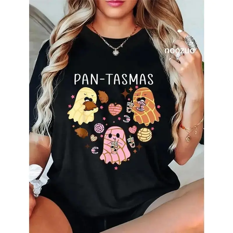 Pantasmas Mexican Ghost Halloween T-Shirt, Funny Spooky Conchas Pan Dulce Bakery Cute Fall Graphic Tee