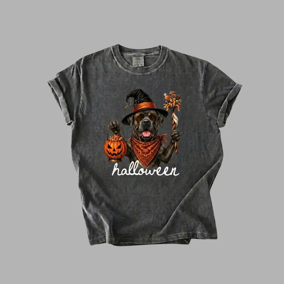 Personalized Halloween Dog Comfort Colors T-Shirt, 90s Meme Style Unisex Graphic Tee - photo 4