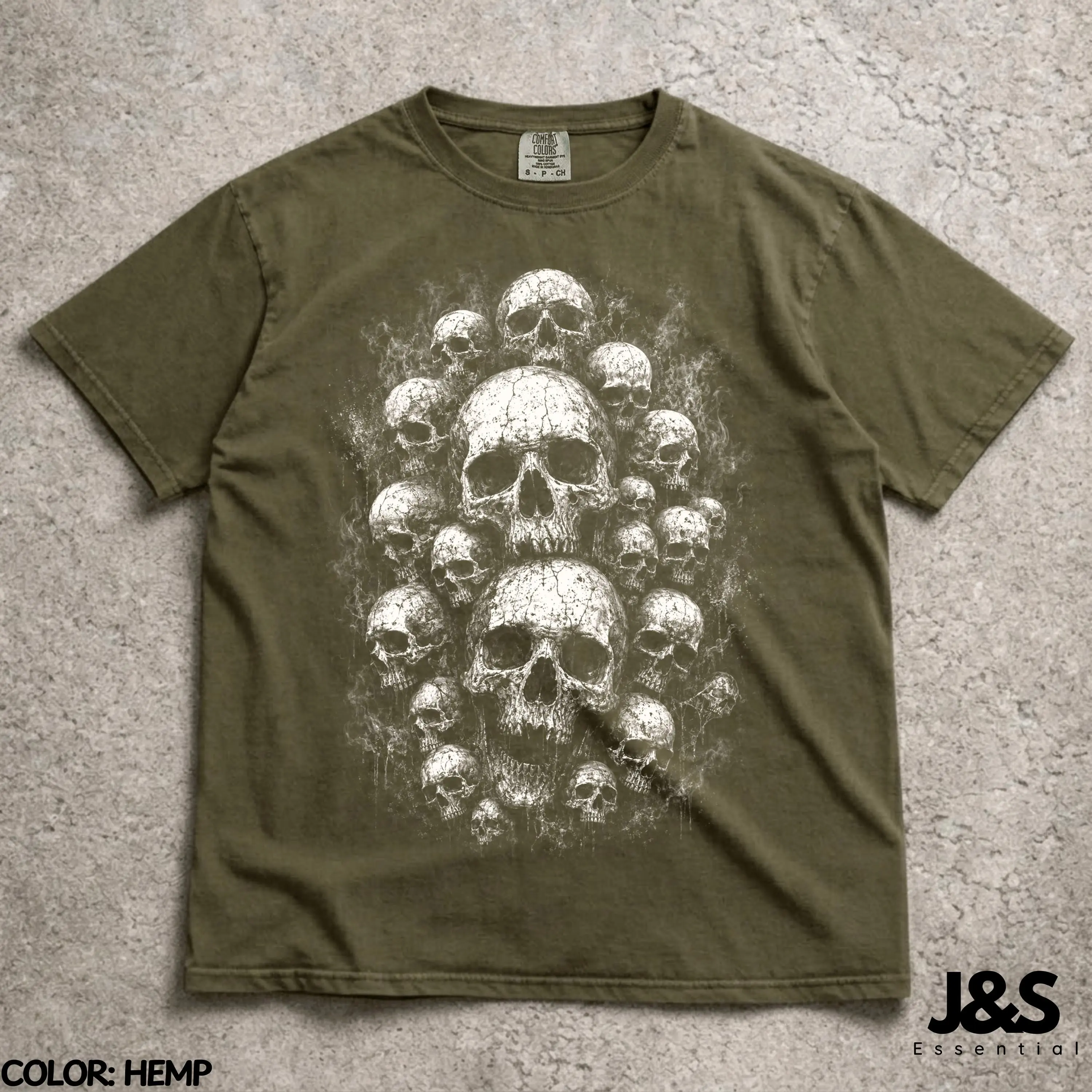 Pile of Skulls Shirt, Gothic Horror Graphic Tee, Dark Goth Heavy Metal Aesthetic Halloween Skull Top - photo 3