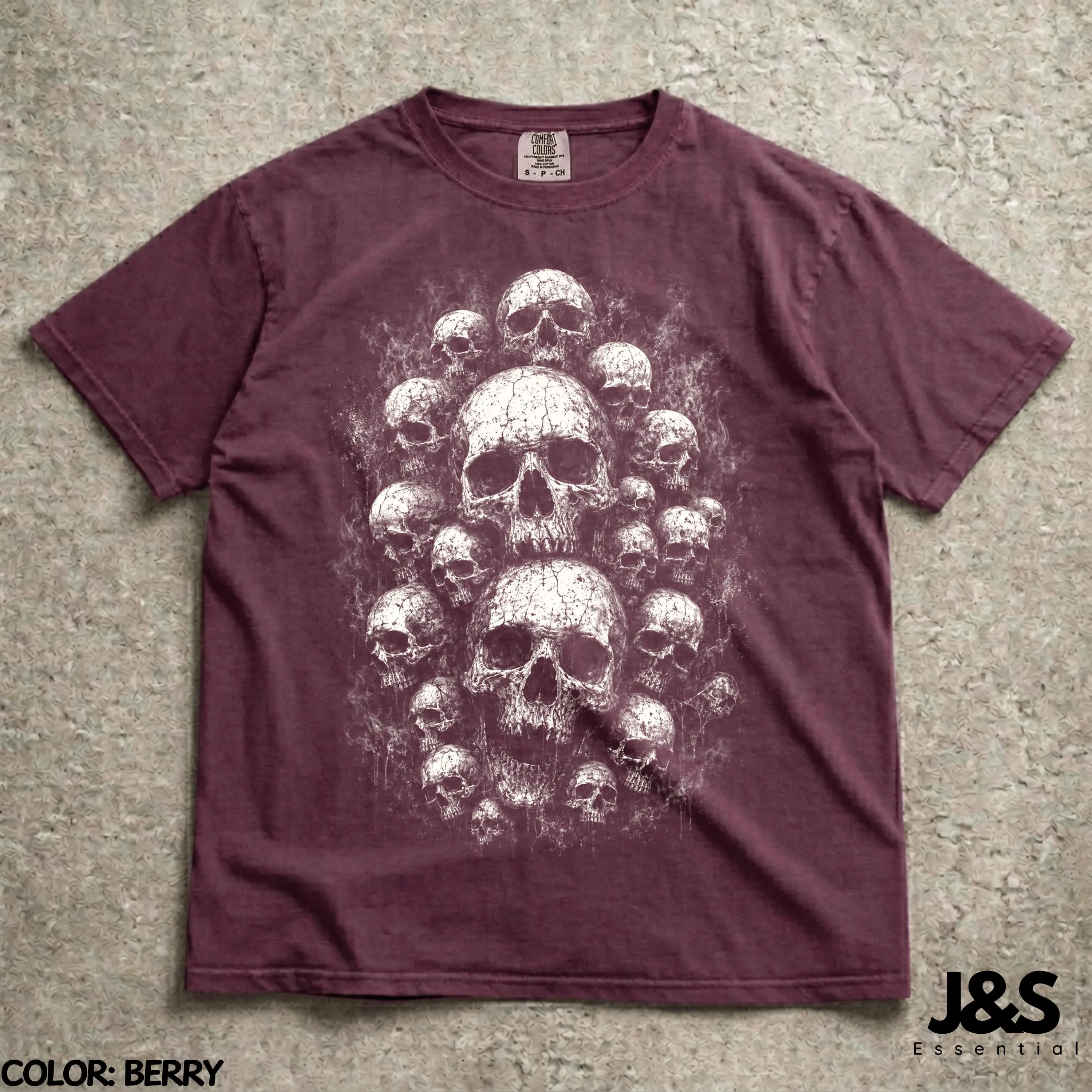 Pile of Skulls Shirt, Gothic Horror Graphic Tee, Dark Goth Heavy Metal Aesthetic Halloween Skull Top - photo 4