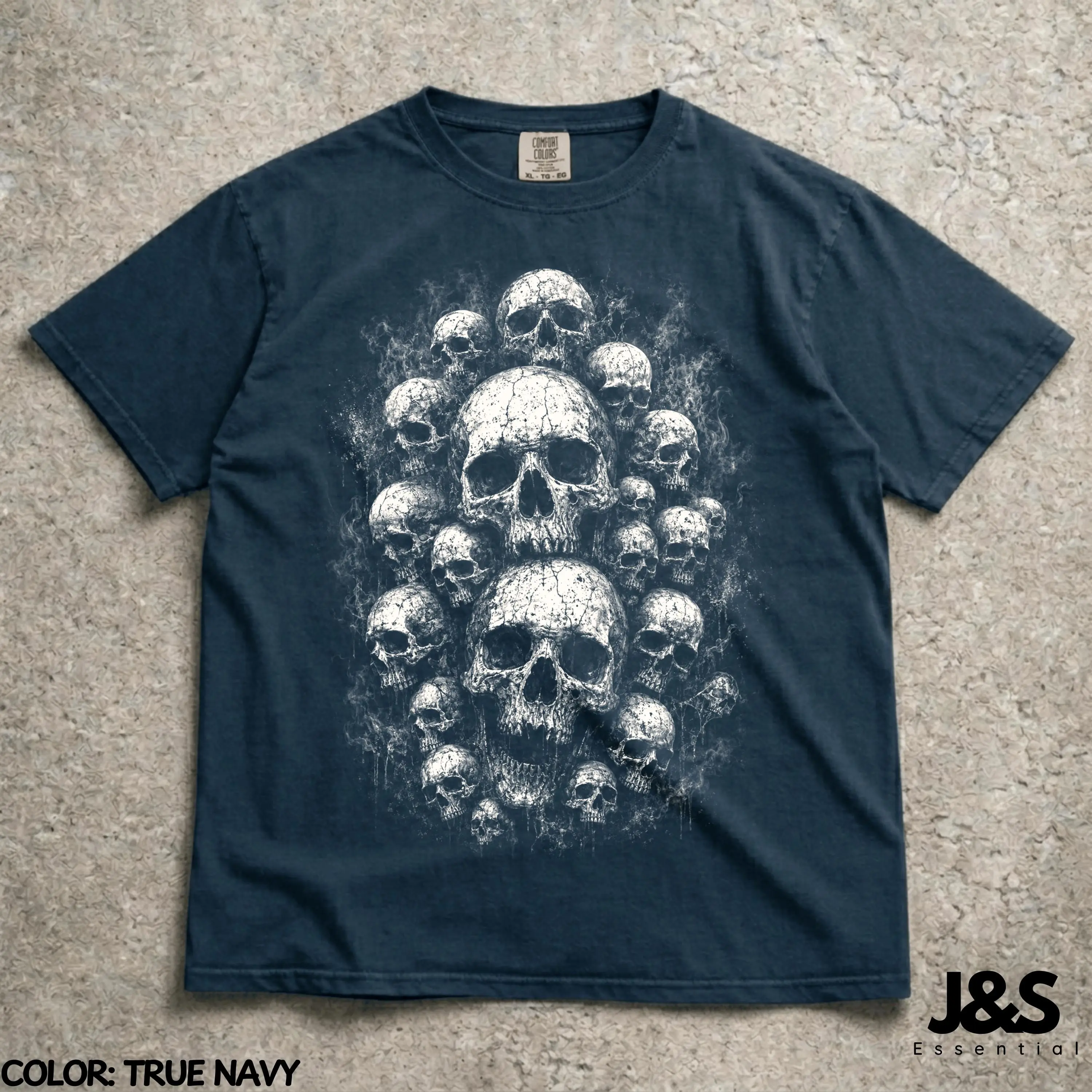 Pile of Skulls Shirt, Gothic Horror Graphic Tee, Dark Goth Heavy Metal Aesthetic Halloween Skull Top - photo 5