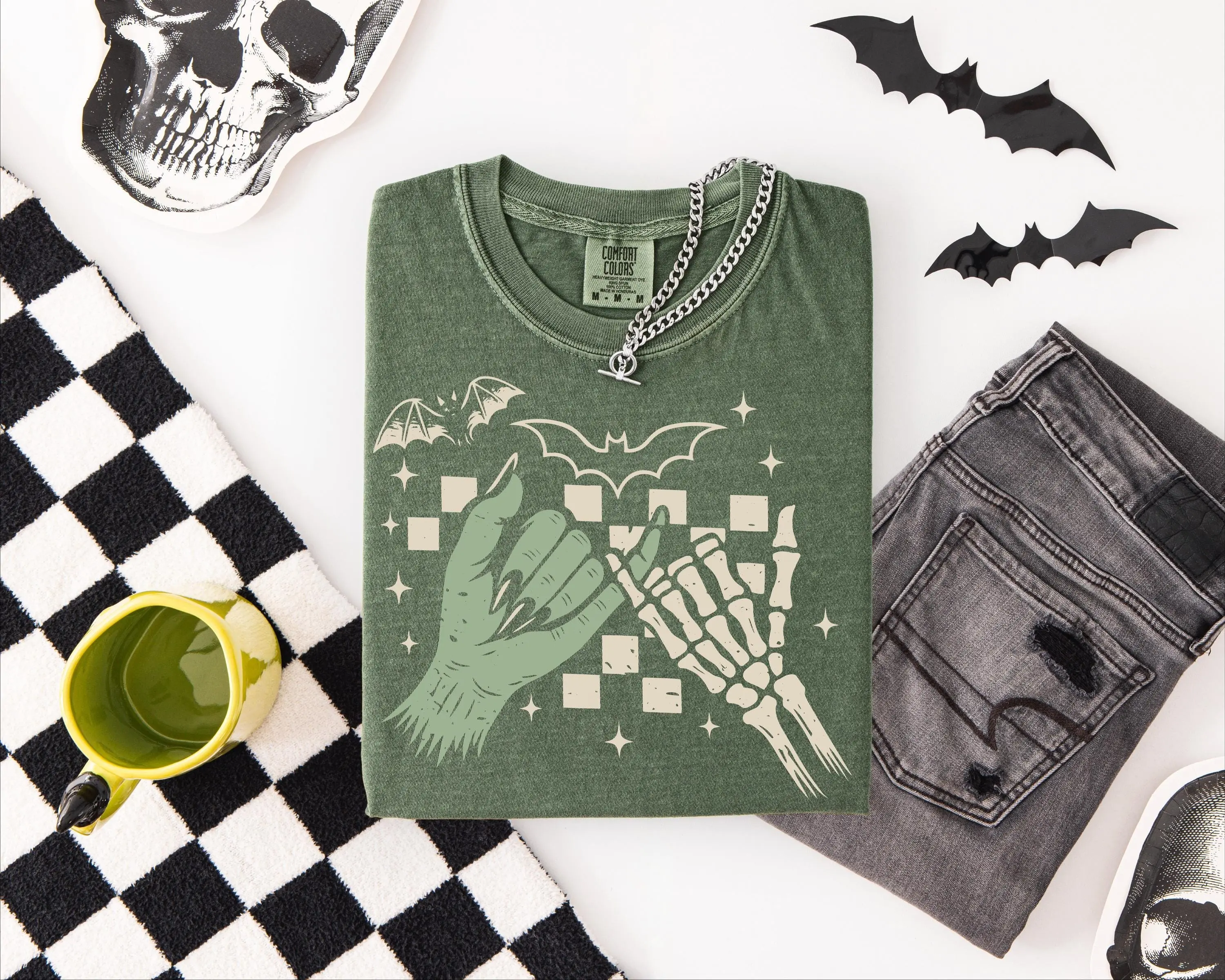 Pinky Promise Halloween Sweatshirt, Comfort Colors Witch Monster Skeleton Graphic, Cute Vintage Fall Party Crewneck - photo 3