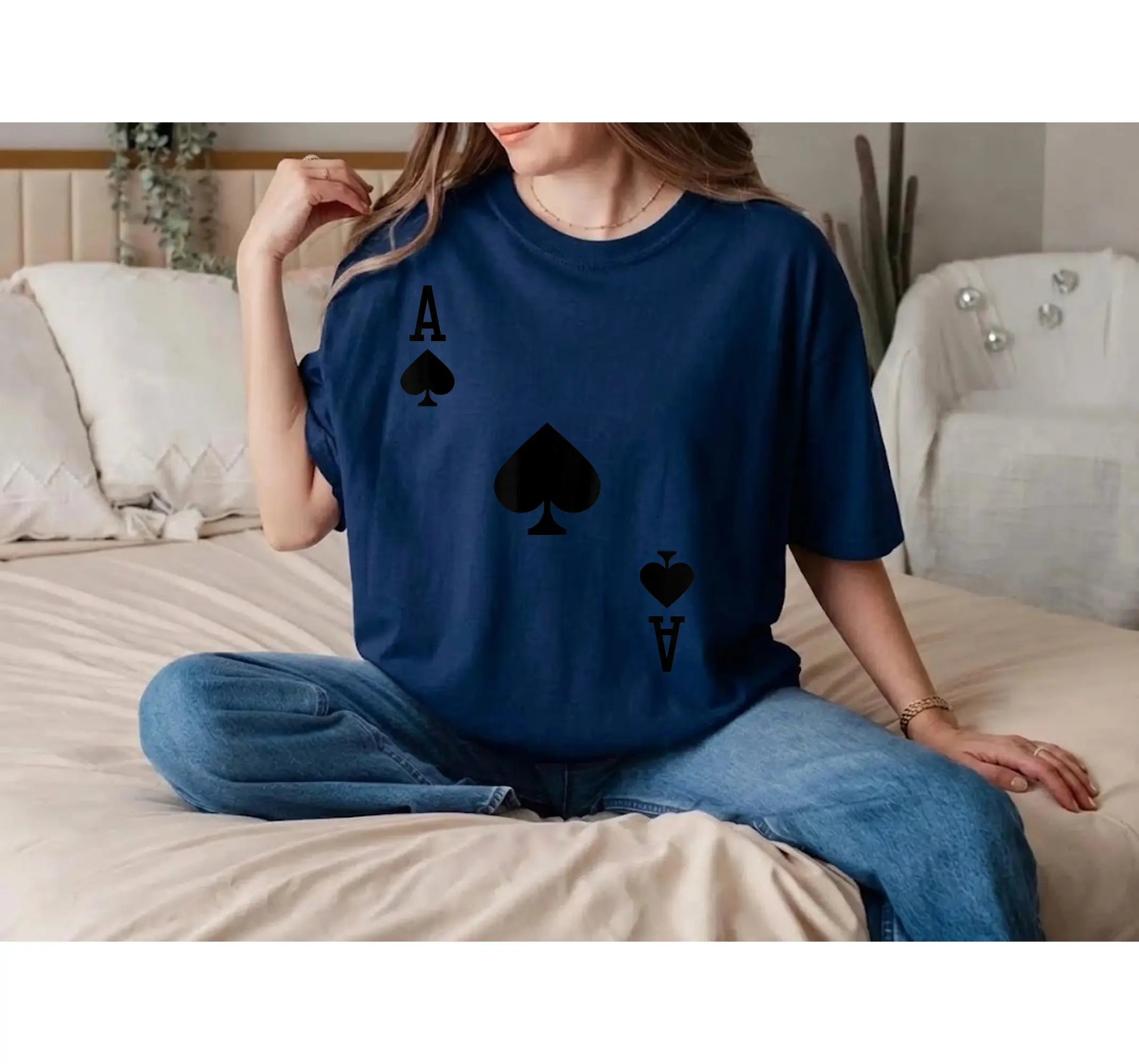 Playing Card Halloween Costume Tee, Ace Of Spades Easy Outfit Graphic Shirt - photo 2