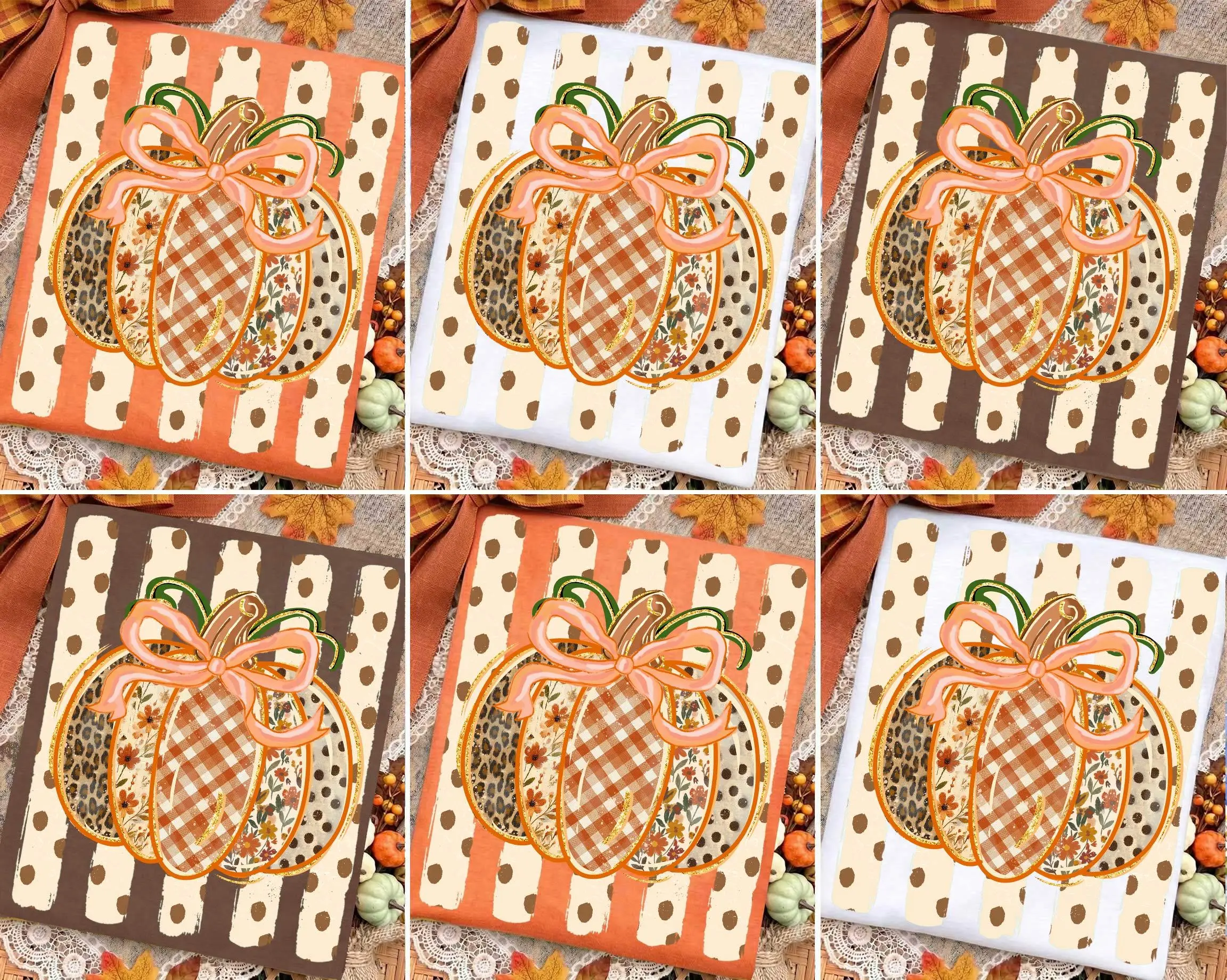 Comfort Colors Preppy Fall Pumpkin Shirt, Coquette Floral Gingham Stripe Leopard Spice Thanksgiving Tee