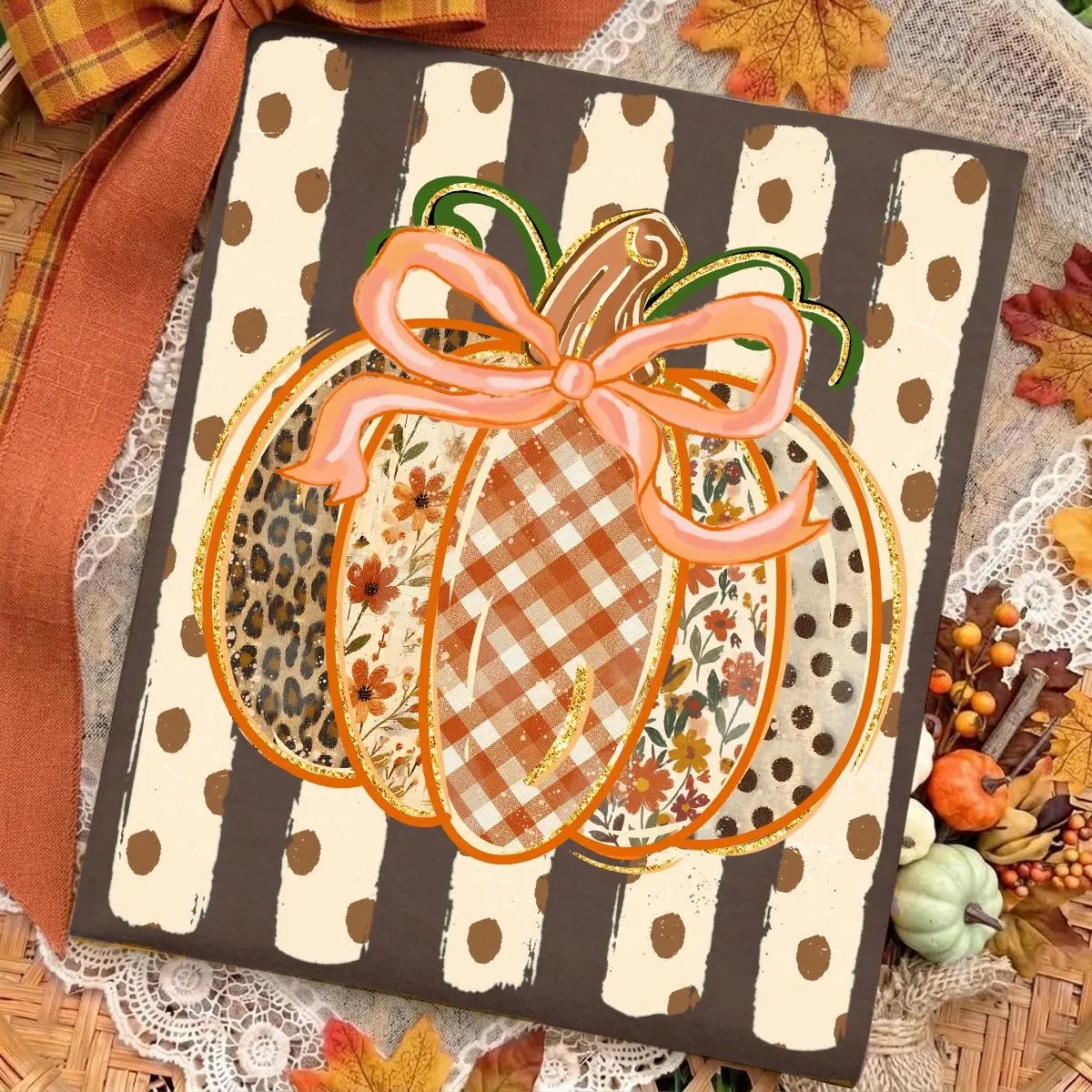 Comfort Colors Preppy Fall Pumpkin T-Shirt, Coquette Floral Autumn Striped Gingham Thanksgiving Tee - photo 2
