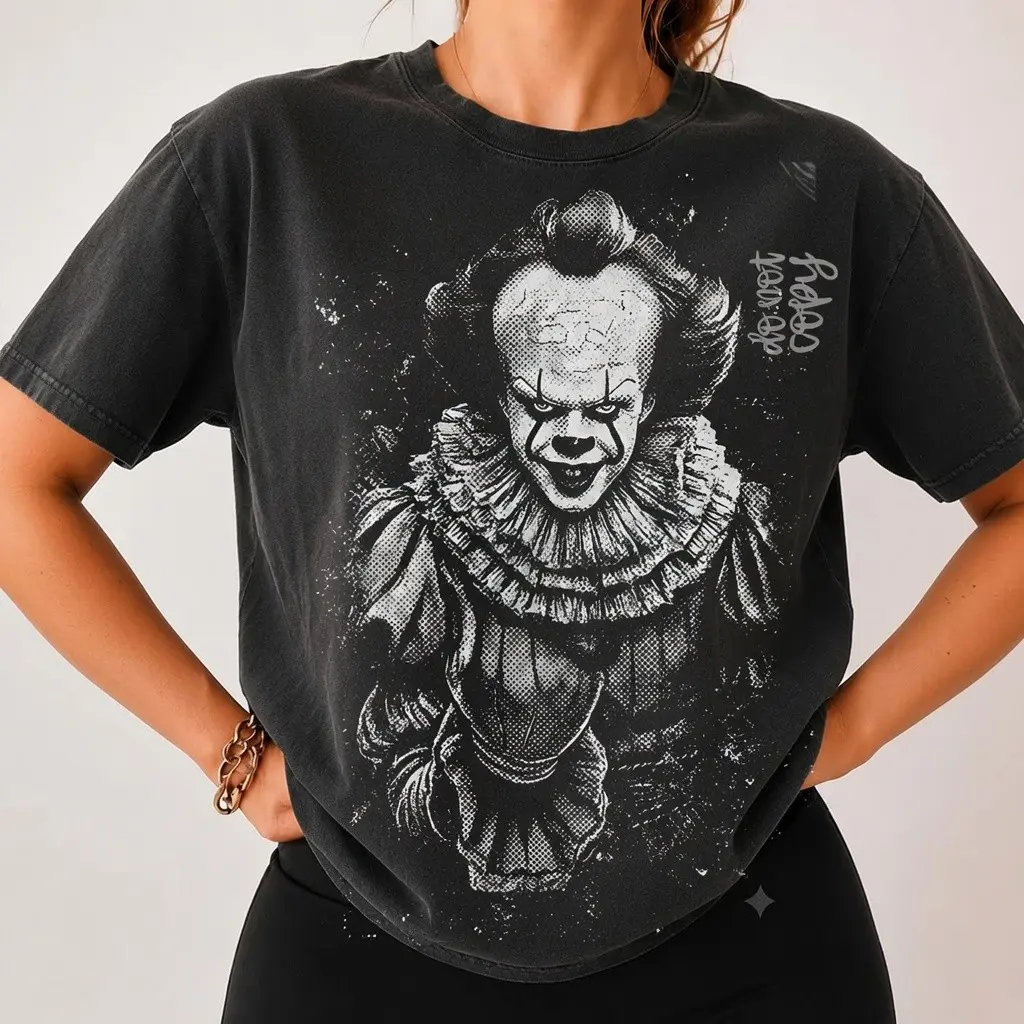 Preppy Horror Shirt Bundle, Retro Halloween Characters Halftone Design Cute Girly Spooky Season Tee for Women - photo 2