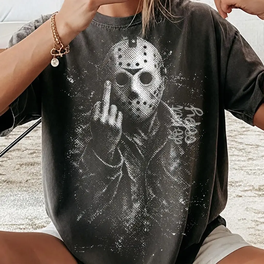 Preppy Horror Shirt Bundle, Retro Halloween Characters Halftone Design Cute Girly Spooky Season Tee for Women - photo 5