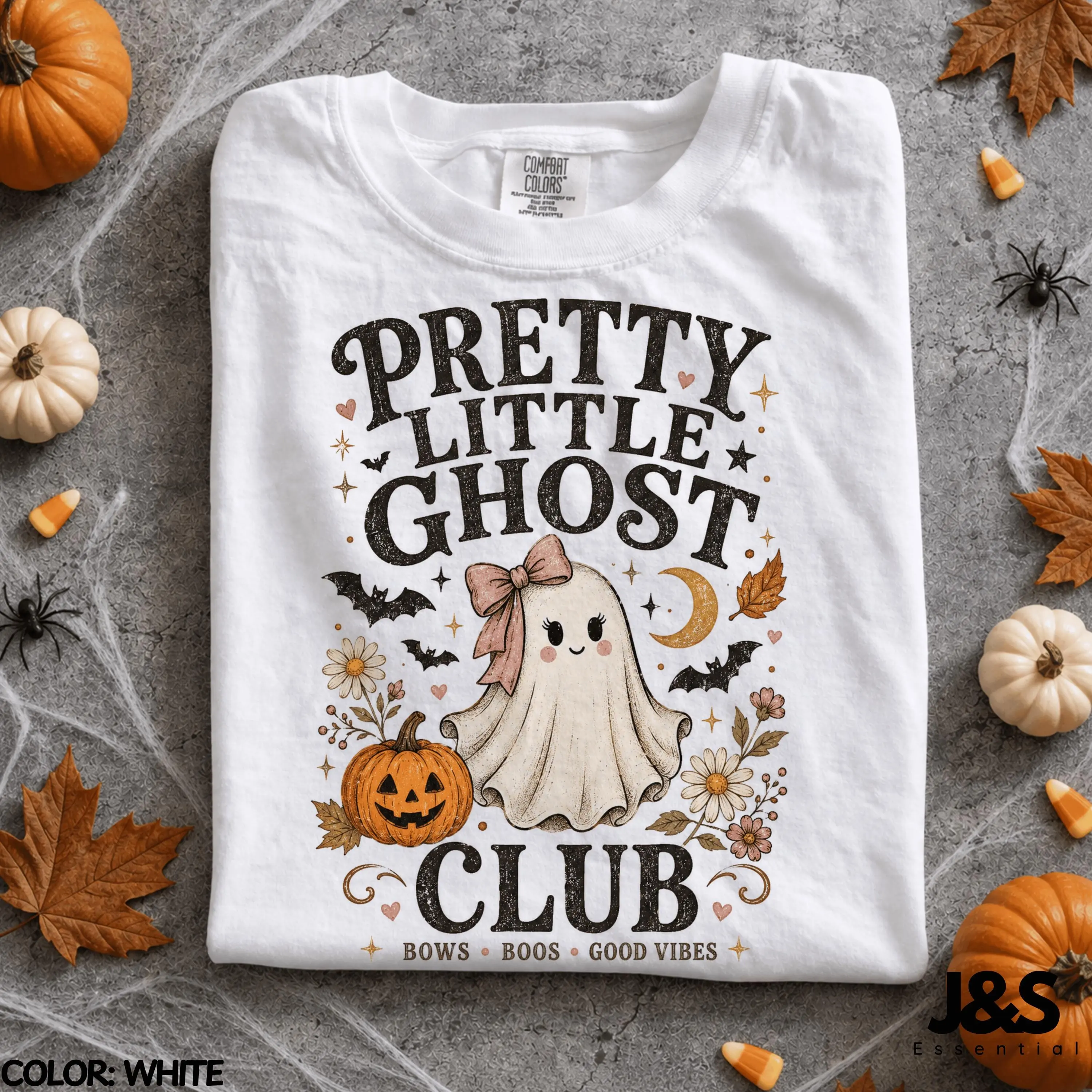 Pretty Little Ghost Club Halloween Shirt, Cute Pumpkin Coquette Spooky Season Tee, Vintage Girly Gift - photo 2