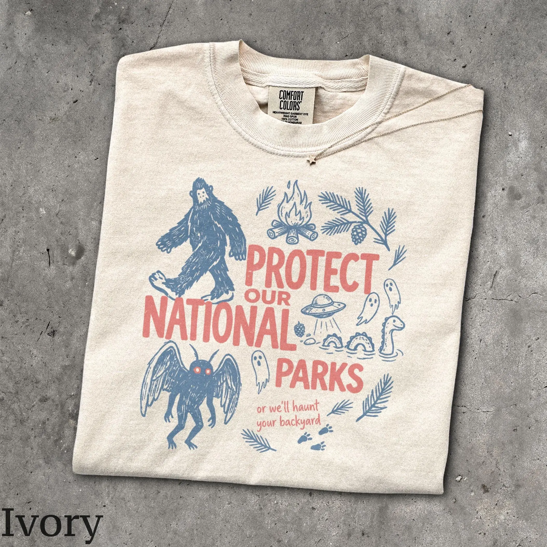 Protect Our Cryptids T-Shirt, Vintage Funny Bigfoot Mothman National Park Hiking Horror Unisex Tee