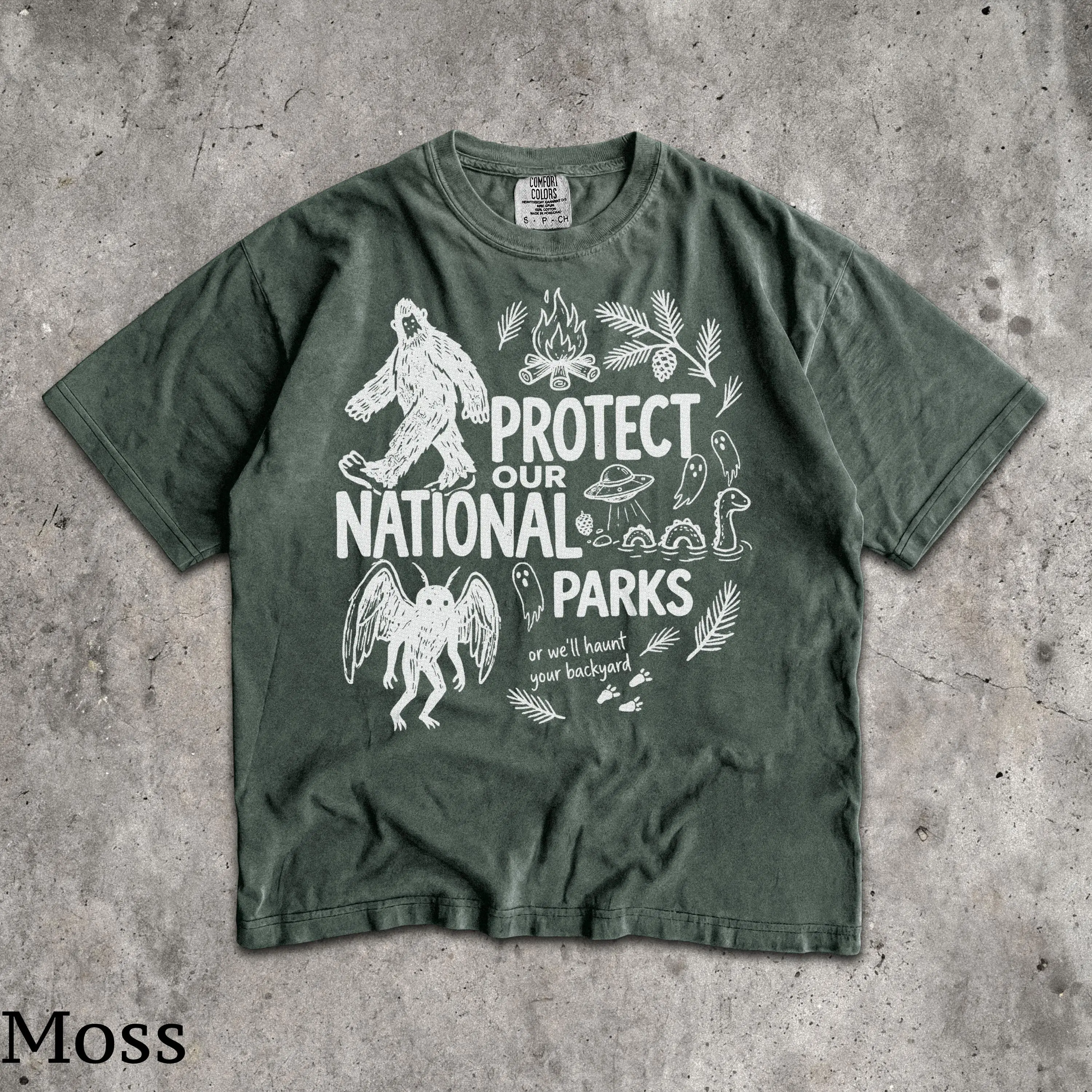 Protect Our Cryptids T-Shirt, Vintage Funny Bigfoot Mothman National Park Hiking Horror Unisex Tee - photo 5