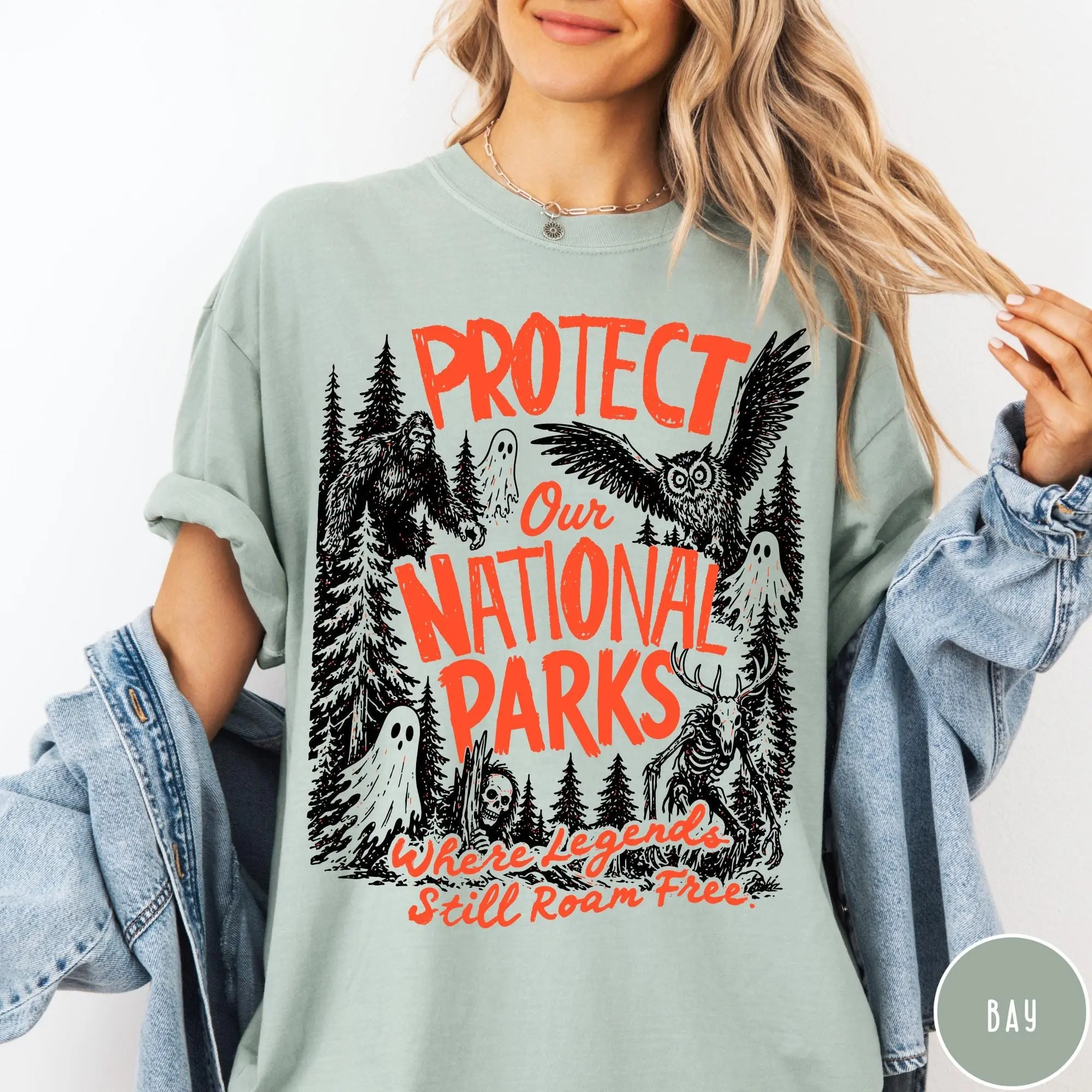 Protect Our National Parks Comfort Colors Shirt, Funny Bigfoot Ghost Tee, Vintage Cryptid Gift