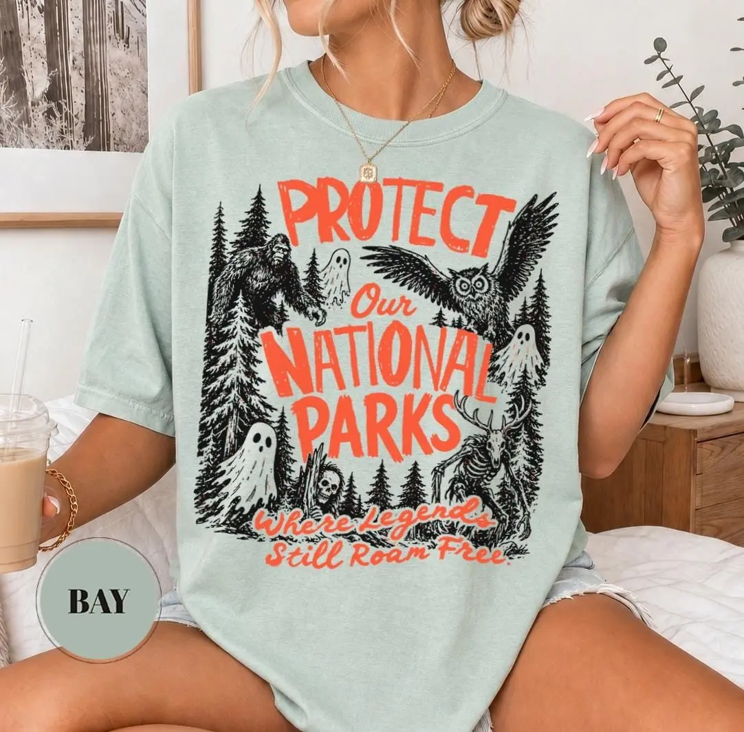 Comfort Colors Protect Our National Parks Shirt, Bigfoot Cryptid Vintage Ghost Sasquatch Nature Camping Gift - photo 5