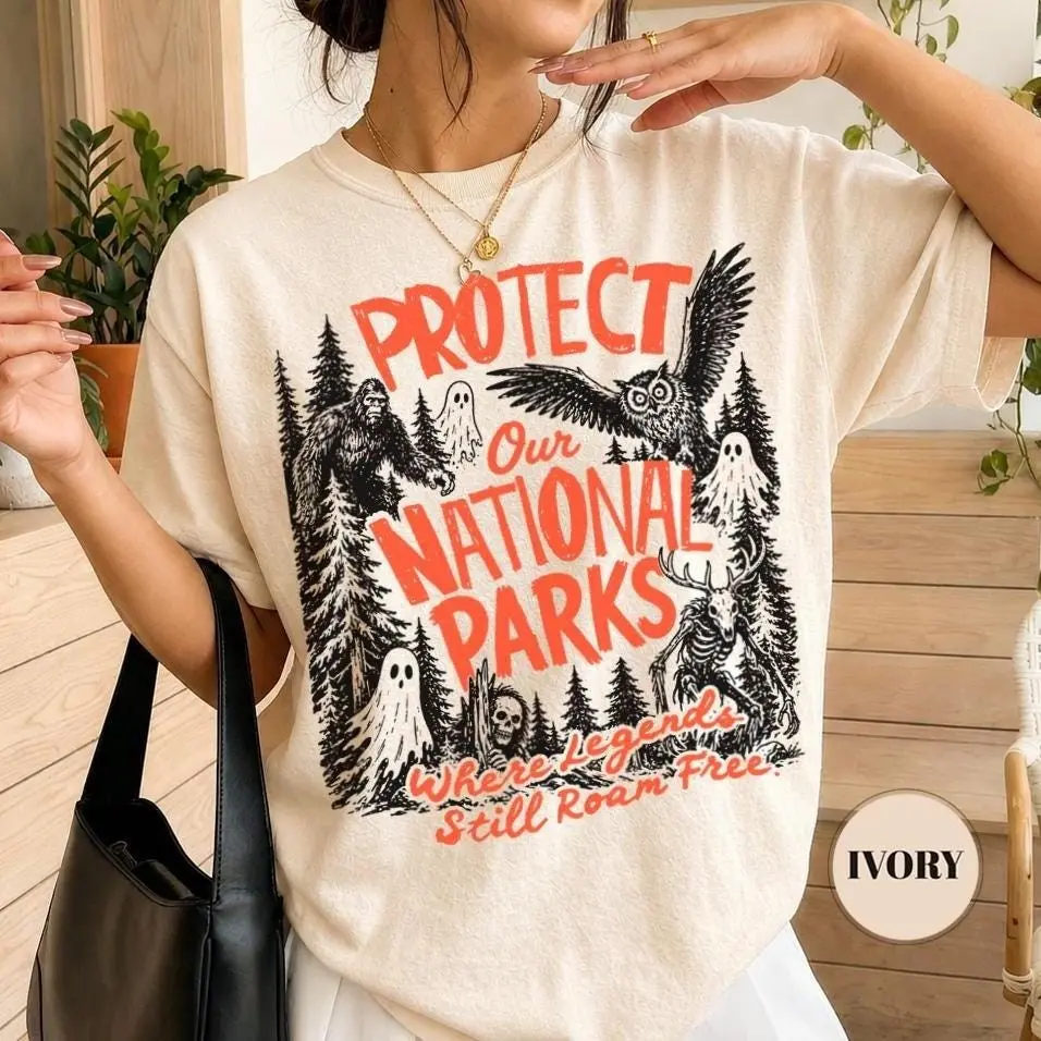 Comfort Colors Protect Our National Parks Sweatshirt, Bigfoot Cryptid Vintage Ghost Sasquatch Hiking Camping Gift - photo 1
