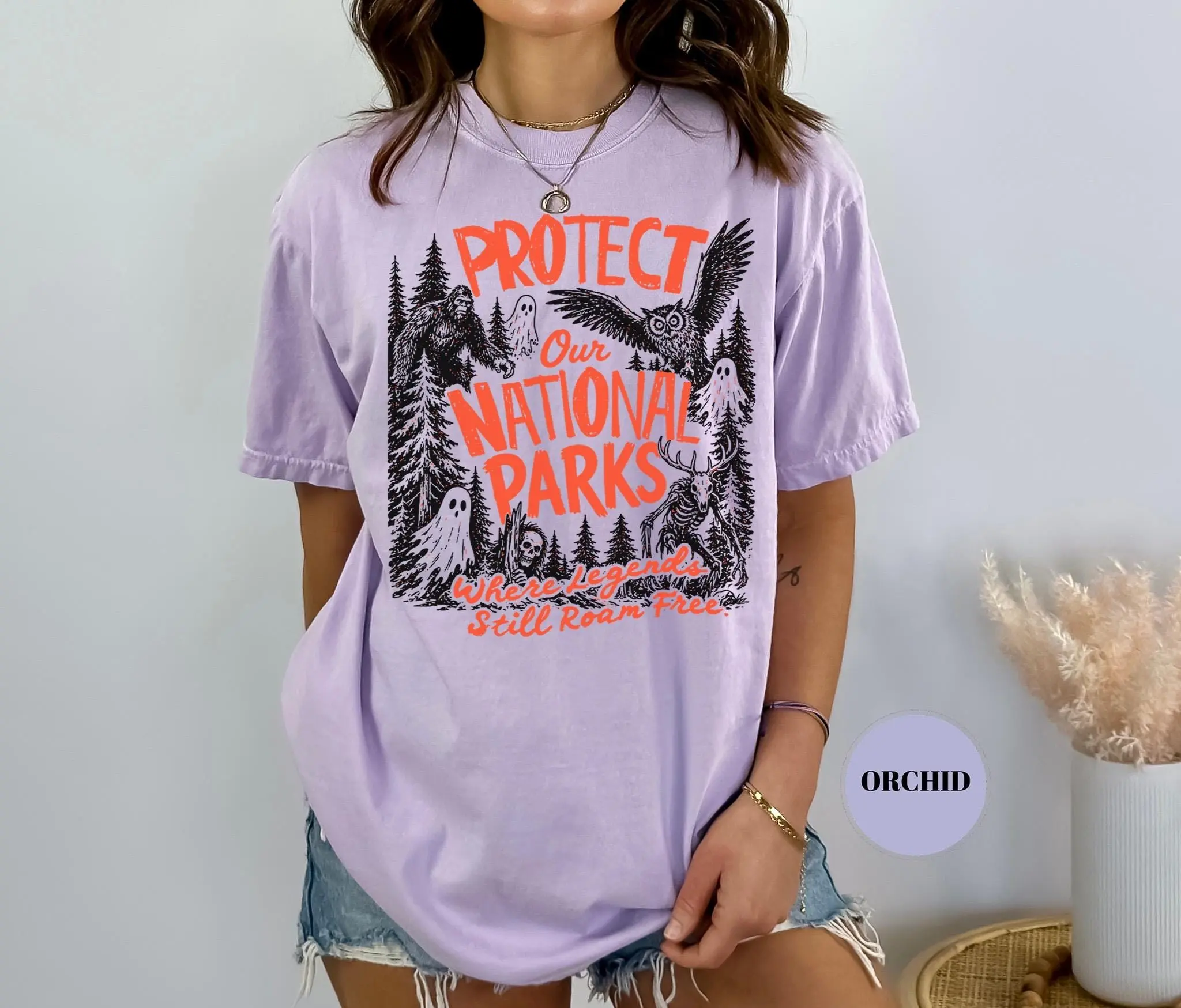 Comfort Colors Protect Our National Parks Sweatshirt, Bigfoot Cryptid Vintage Ghost Sasquatch Hiking Camping Gift - photo 4