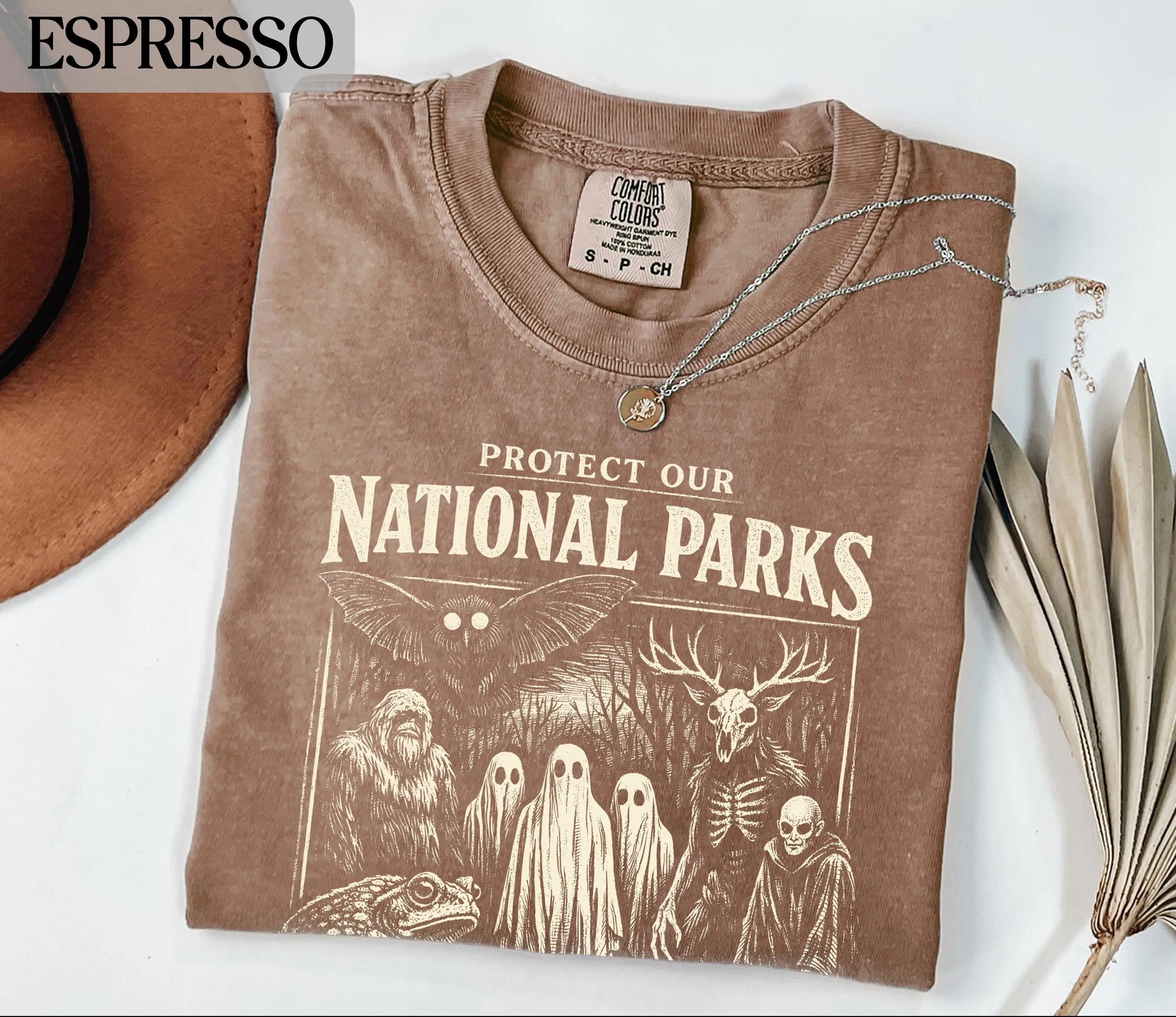 Protect Our National Parks Shirt, Cryptid Bigfoot Mothman Ghost Wendigo Skull Comfort Colors Womens Retro Tee - photo 4