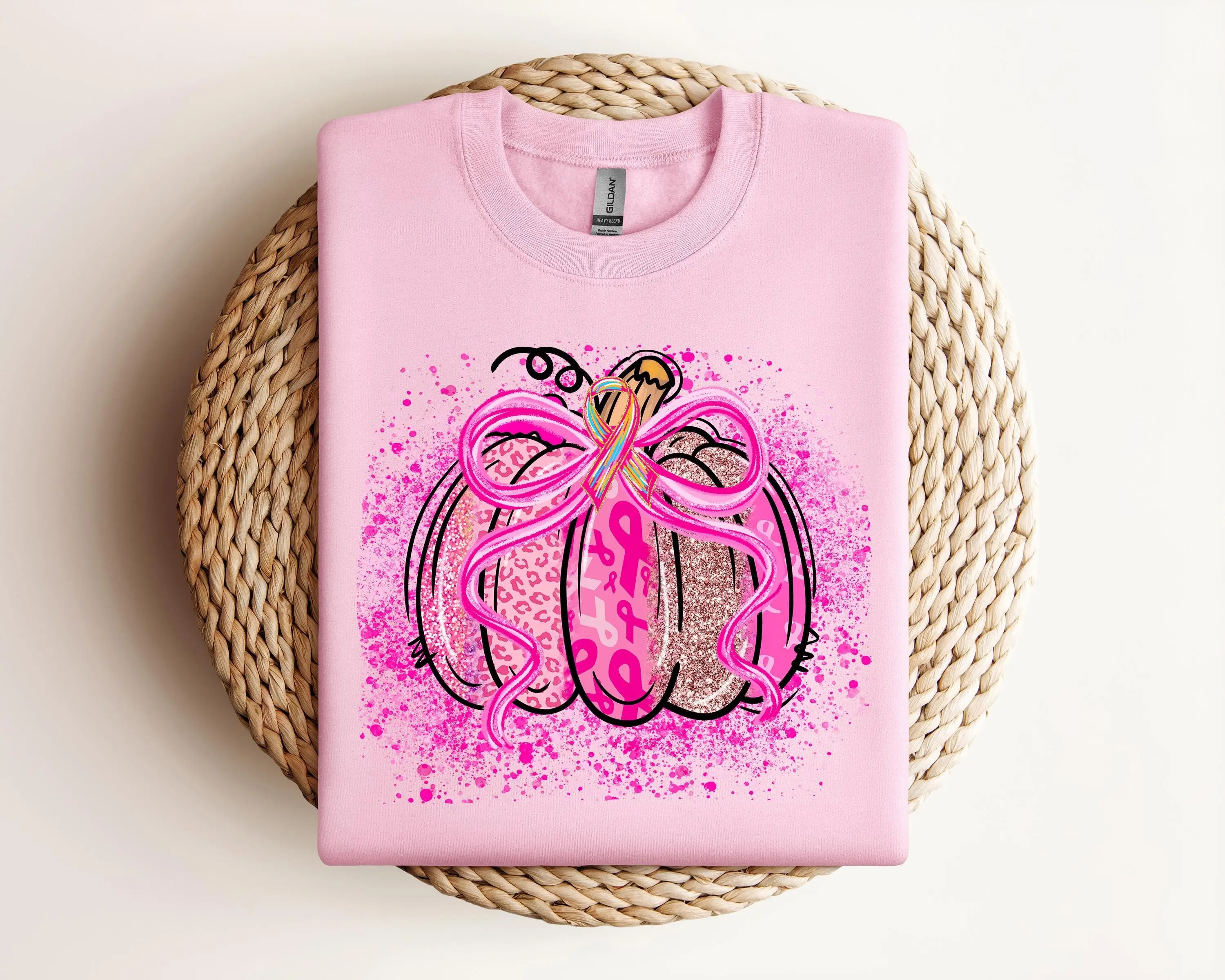 Comfort Colors In October We Wear Pink Pumpkin T-Shirt, Ribbon Breast Cancer Awareness Tee