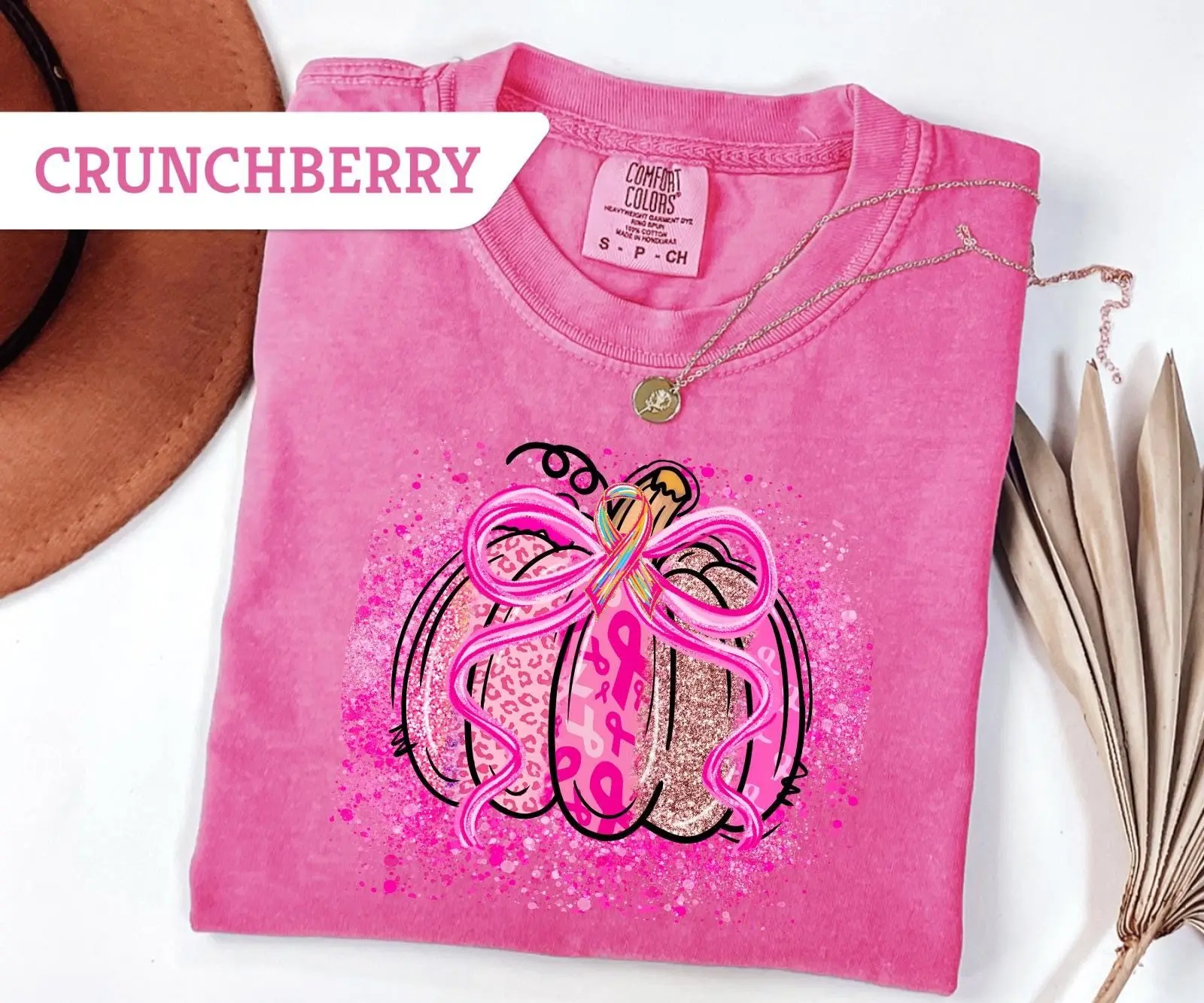 Comfort Colors In October We Wear Pink Pumpkin T-Shirt, Ribbon Breast Cancer Awareness Tee - photo 4
