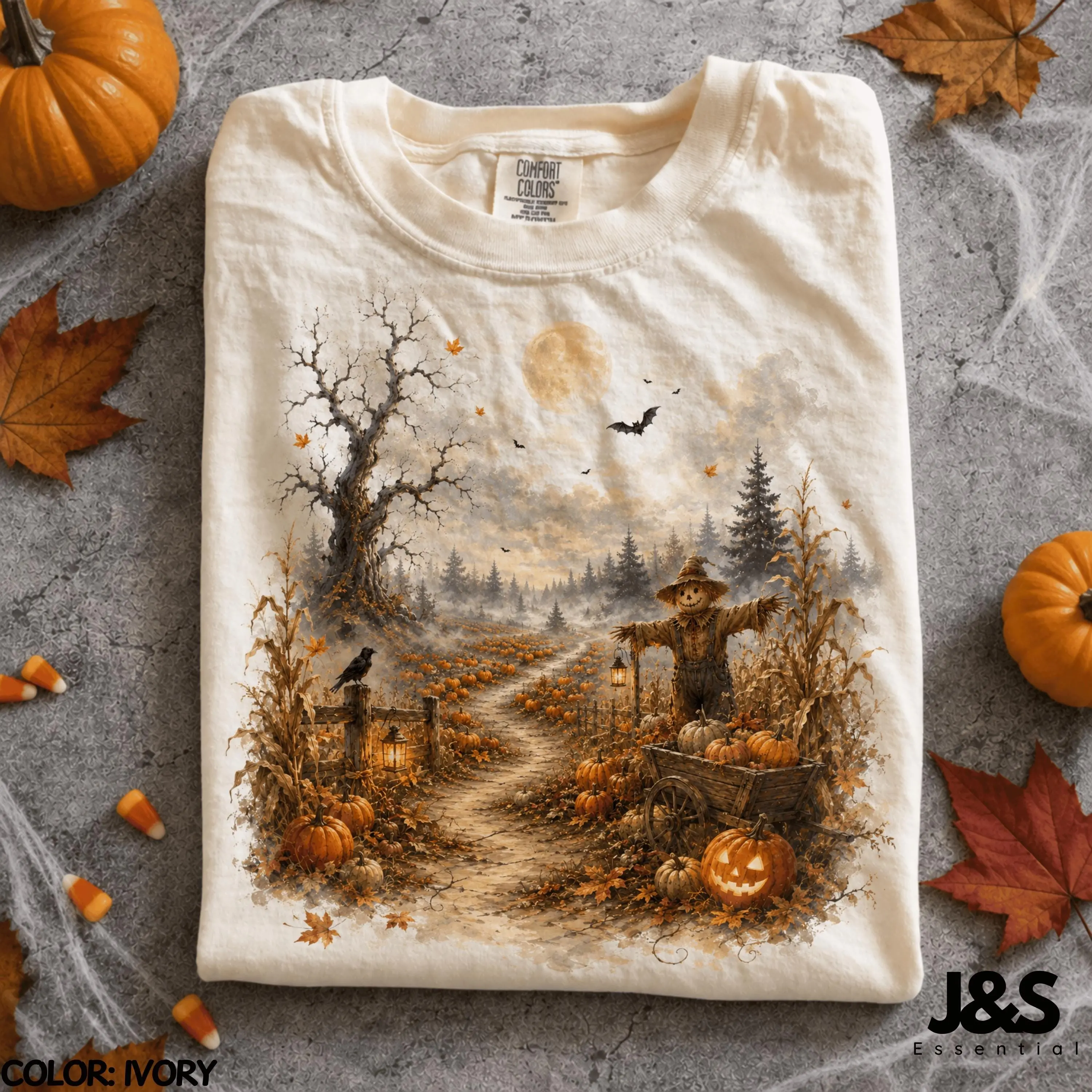 Pumpkin Patch Halloween Shirt, Vintage Fall Farm Tee, Cozy Autumn Scarecrow Spooky Cottagecore Graphic Gift