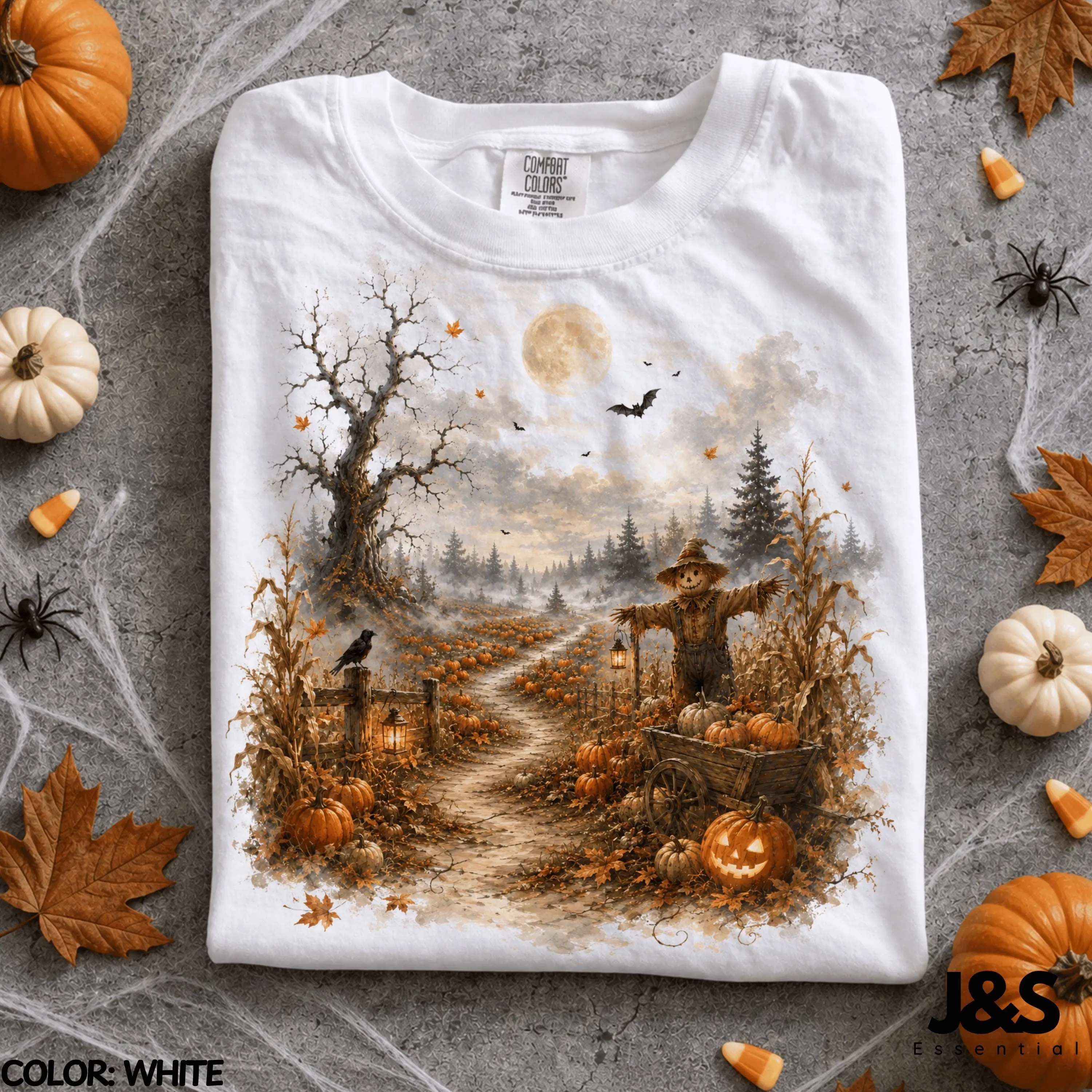 Pumpkin Patch Halloween Shirt, Vintage Fall Farm Tee, Cozy Autumn Scarecrow Spooky Cottagecore Graphic Gift - photo 2