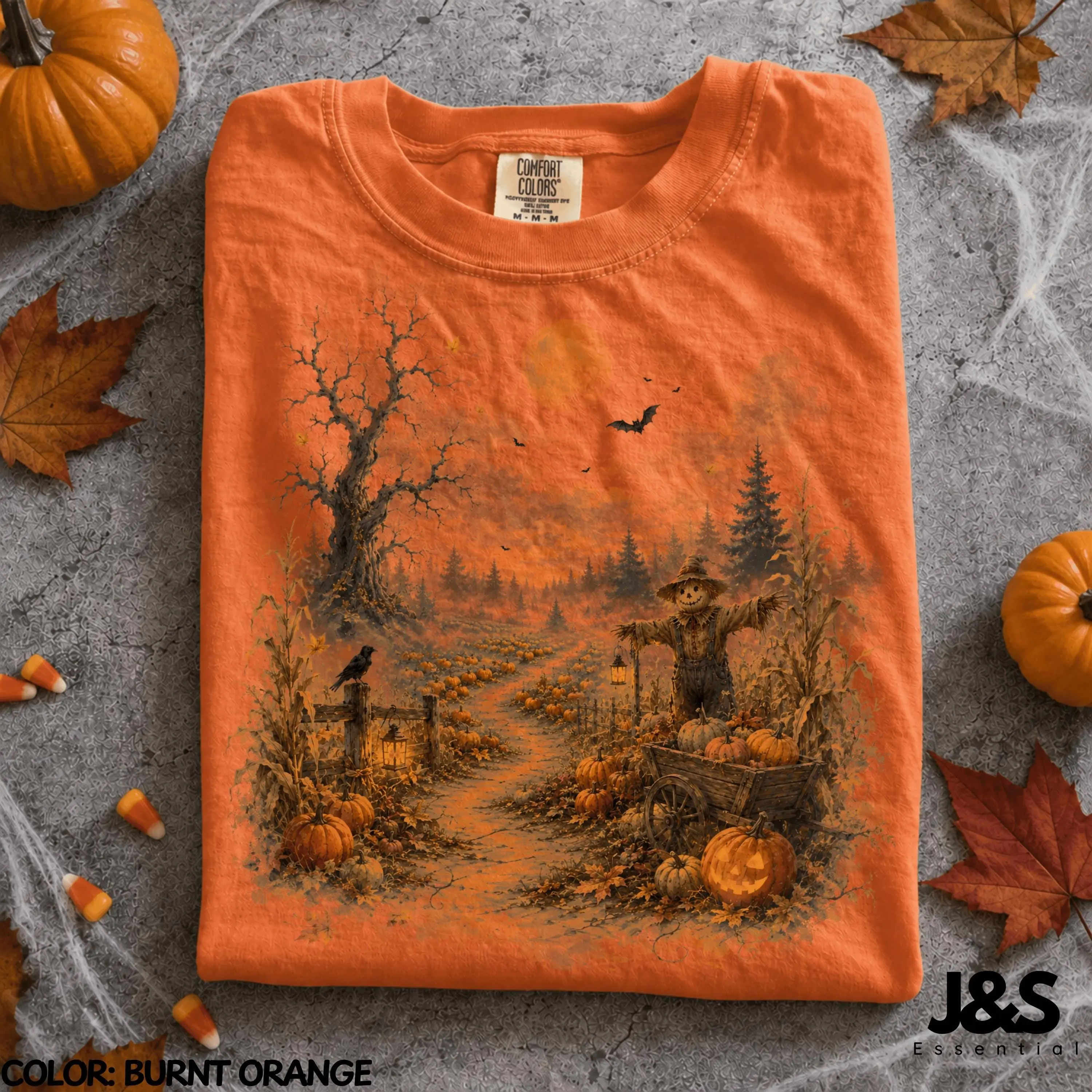 Pumpkin Patch Halloween Shirt, Vintage Fall Farm Tee, Cozy Autumn Scarecrow Spooky Cottagecore Graphic Gift - photo 3