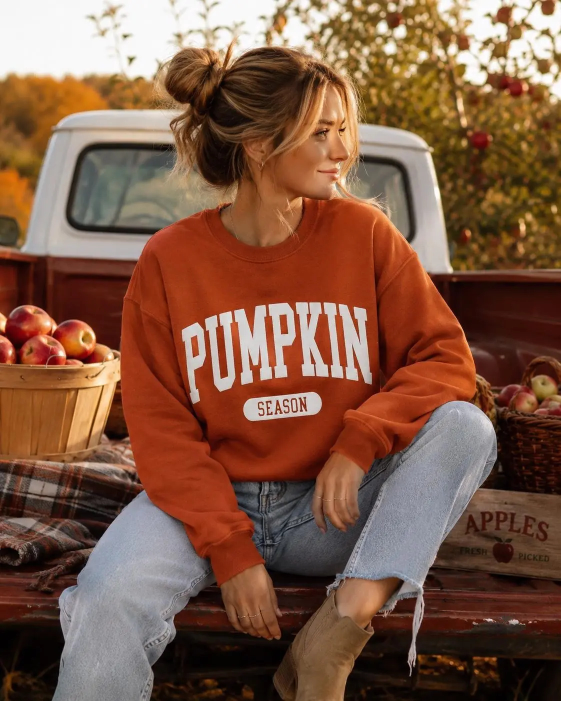 Pumpkin Season Sweatshirt, Fall Crewneck for Women, Cozy Autumn Outfit Sweater - photo 4