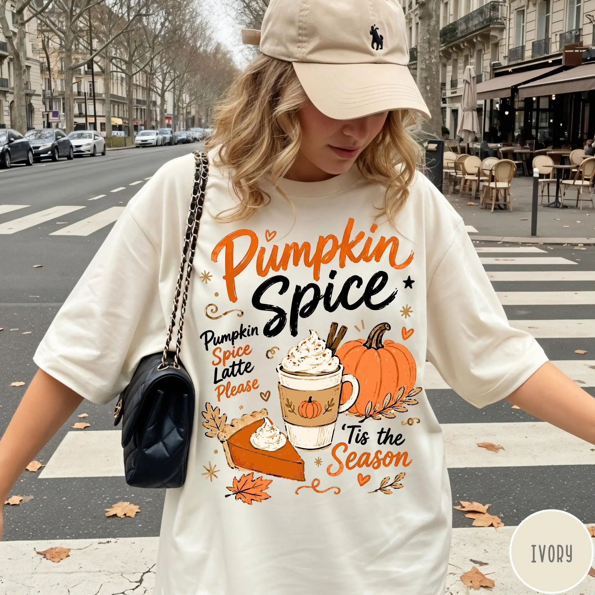 Comfort Colors Pumpkin Spice T-Shirt, Cute Tis The Season Funny Autumn Tee, Oversized Fall Lover Gift For Her - photo 2