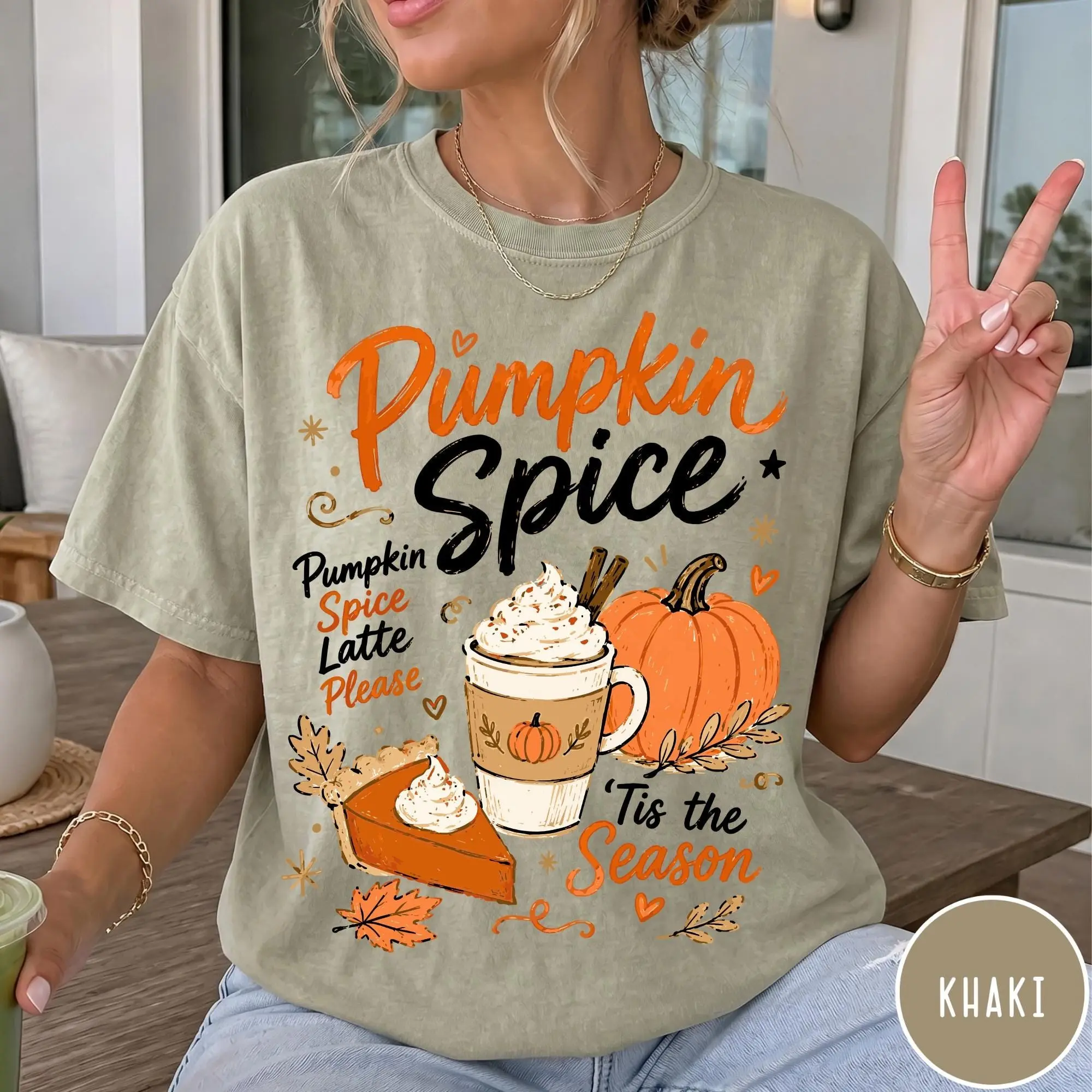 Comfort Colors Pumpkin Spice T-Shirt, Cute Tis The Season Funny Autumn Tee, Oversized Fall Lover Gift For Her - photo 3