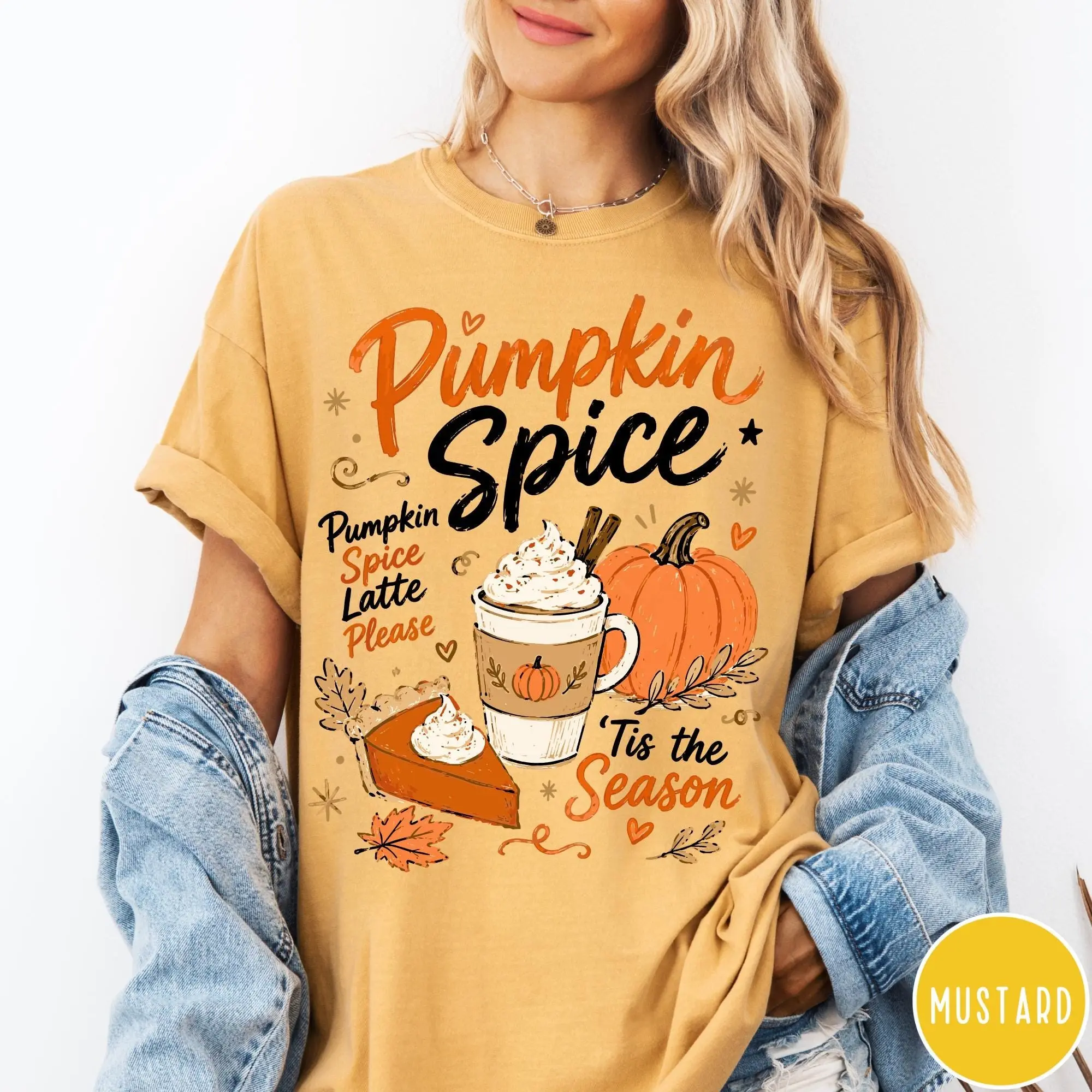 Comfort Colors Pumpkin Spice T-Shirt, Cute Tis The Season Funny Autumn Tee, Oversized Fall Lover Gift For Her - photo 4