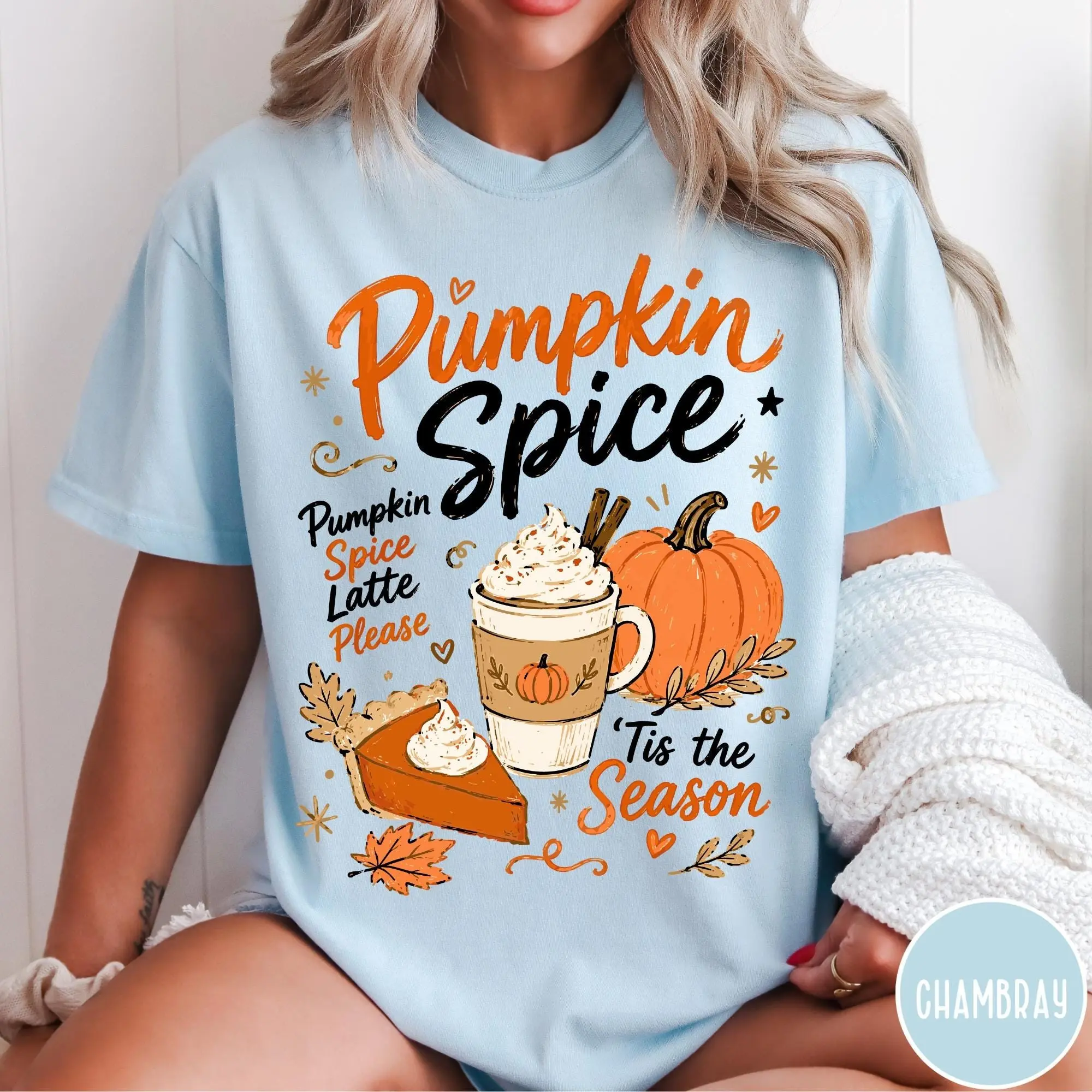 Comfort Colors Pumpkin Spice T-Shirt, Cute Tis The Season Funny Autumn Tee, Oversized Fall Lover Gift For Her - photo 5