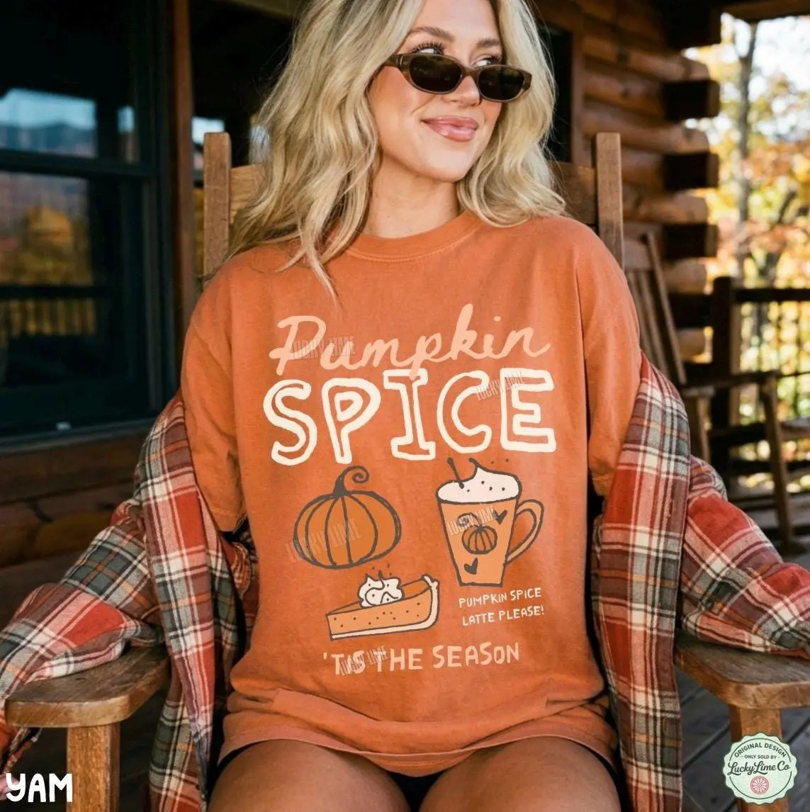 Comfort Colors Pumpkin Spice Latte Shirt, Tis The Season Fall Autumn Graphic Tee, Coffee Lover Gift