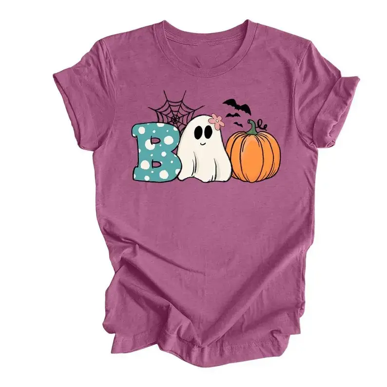 Pumpkin Stripe Shirt for Women, Fall Graphic Tee, Cute Print Halloween Trendy Striped Sleeve Top - photo 4