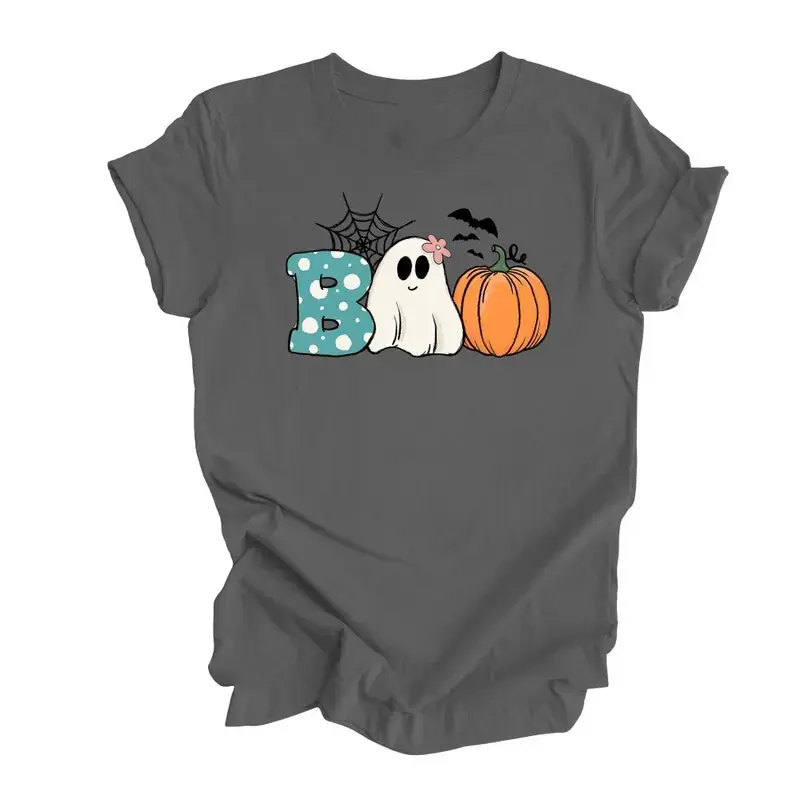 Pumpkin Stripe Shirt for Women, Fall Graphic Tee, Cute Print Halloween Trendy Striped Sleeve Top - photo 5