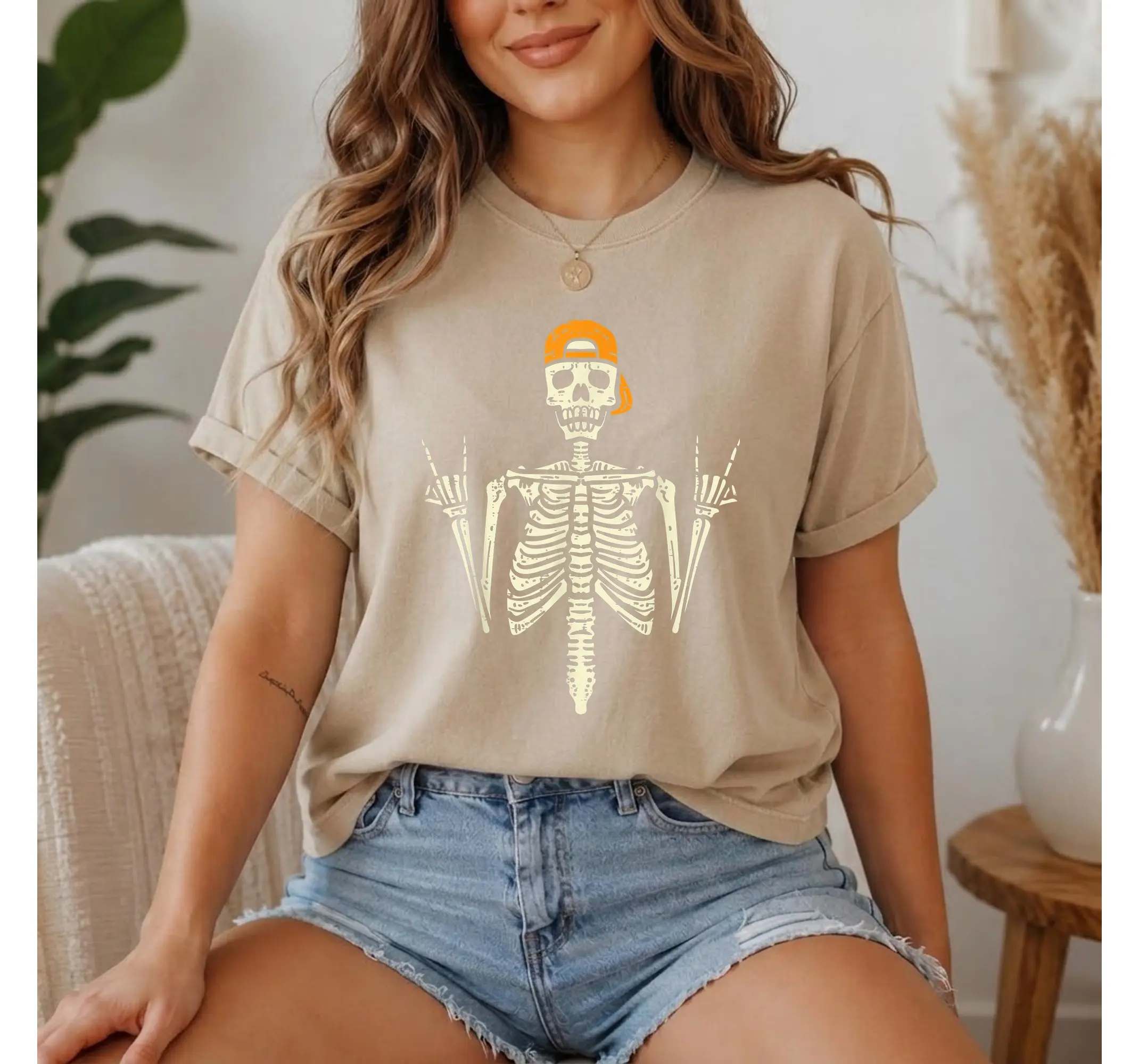Punk Skeleton Skater Tee, Edgy Skull Halloween Graphic T-Shirt for Men and Boys - photo 4