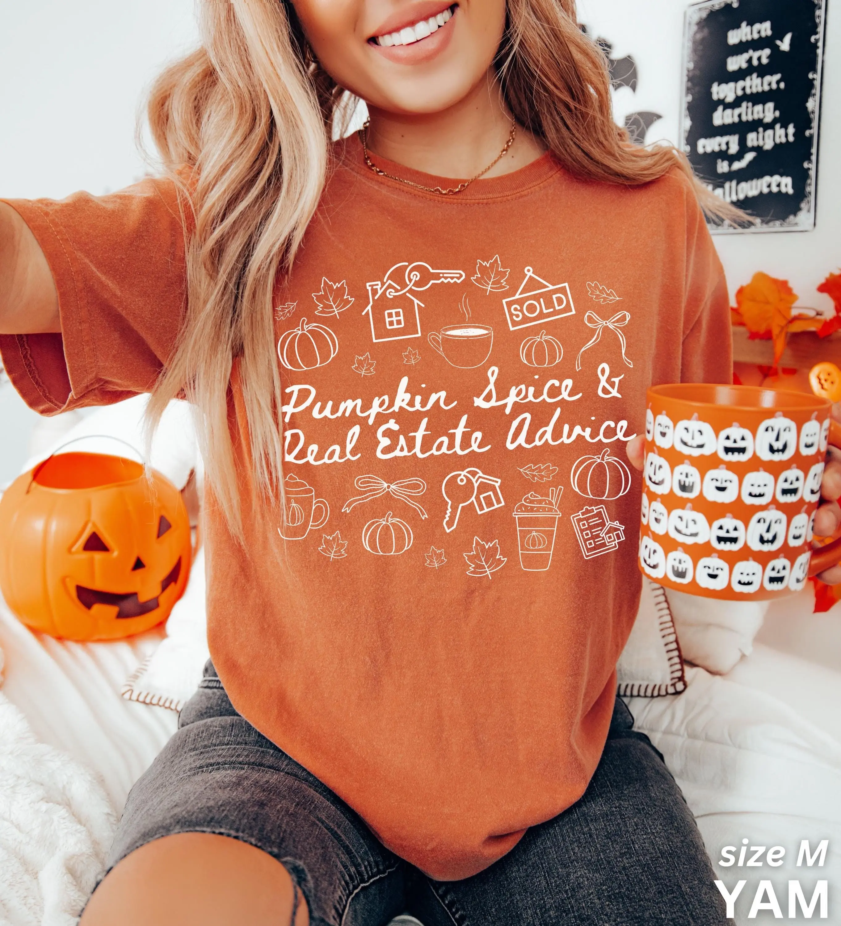 Comfort Colors Real Estate Halloween Shirt, Funny Realtor Agent Tee, Pumpkin Spice Fall Graphic Gift Top - photo 2