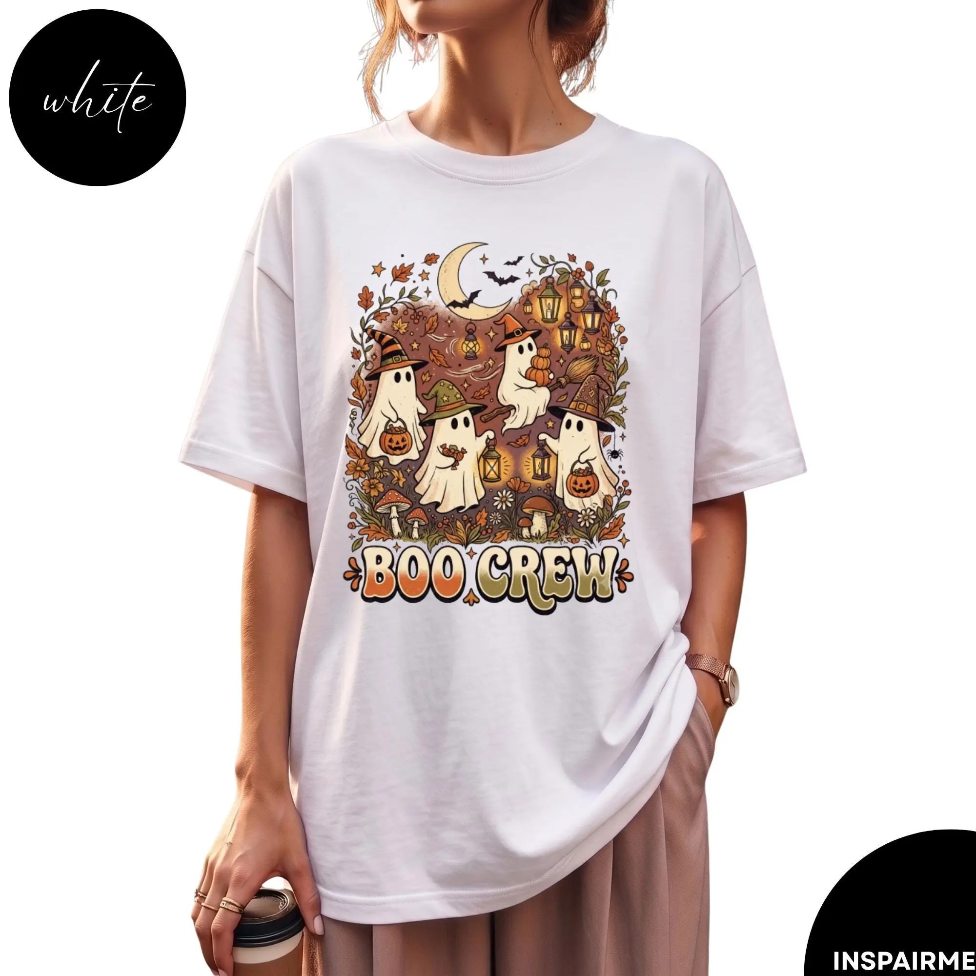 Retro Boo Crew Ghost Shirt | Vintage Halloween T-Shirt, Spooky Season Tee