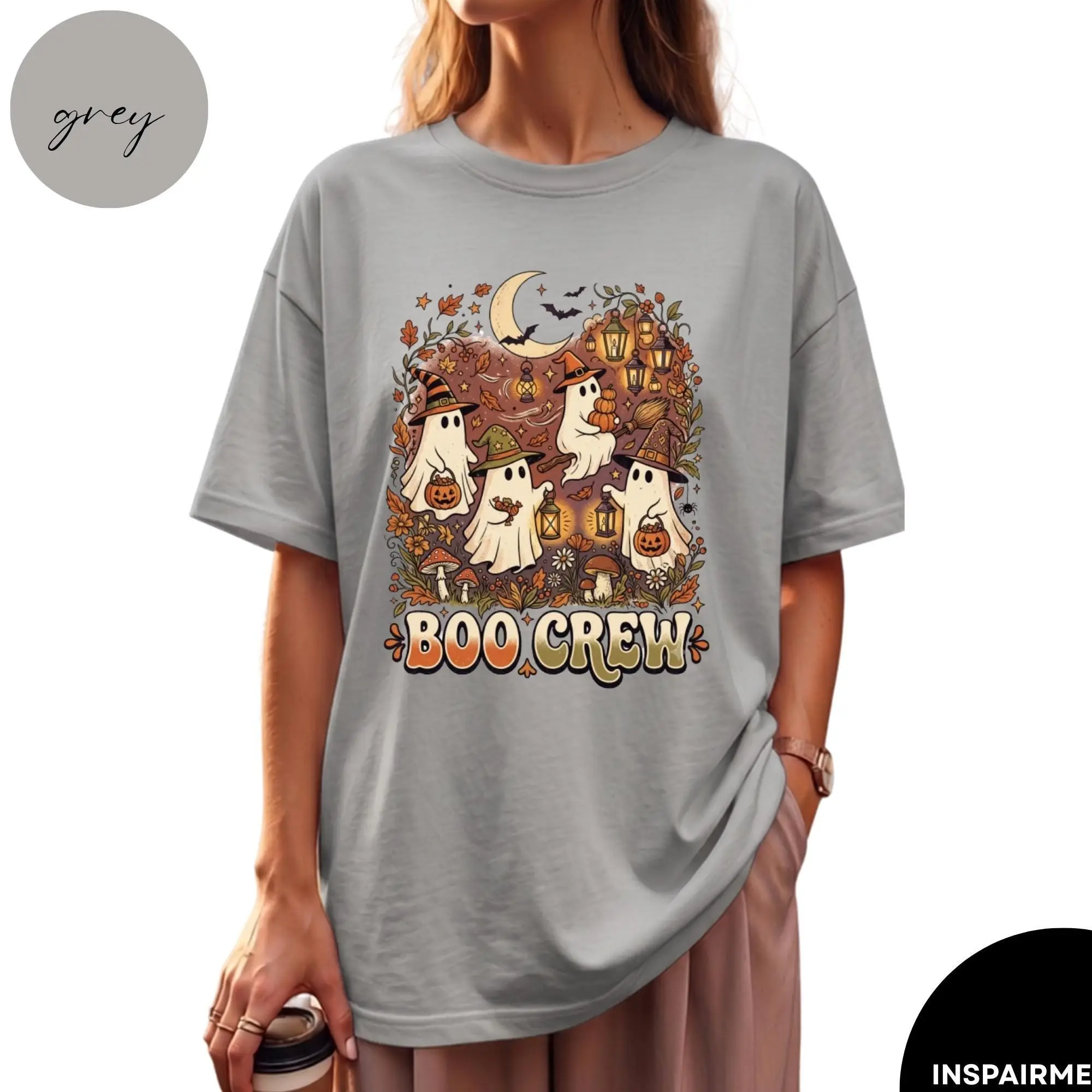 Retro Boo Crew Ghost Shirt | Vintage Halloween T-Shirt, Spooky Season Tee - photo 3