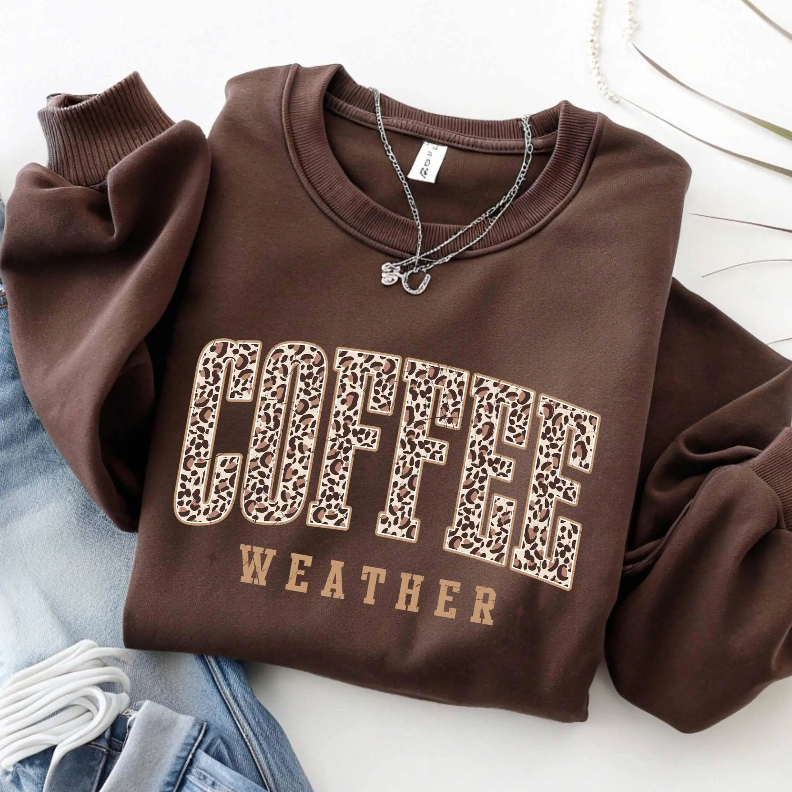 Retro Coffee Weather Sweatshirt, Cute Fall Pumpkin Spice Thanksgiving Graphic Crewneck, Lover Gift - photo 1