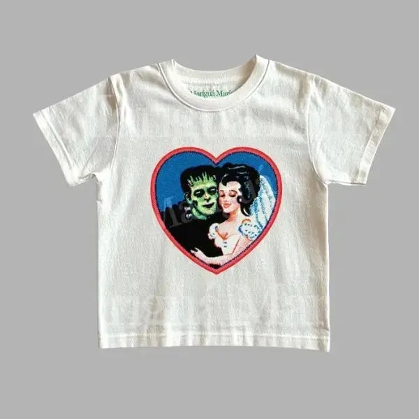 Retro Frankenstein Monster Graphic Tee, Vintage 2000s Dark Fantasy Y2K Baby Crop Top, Halloween Shirt for Women